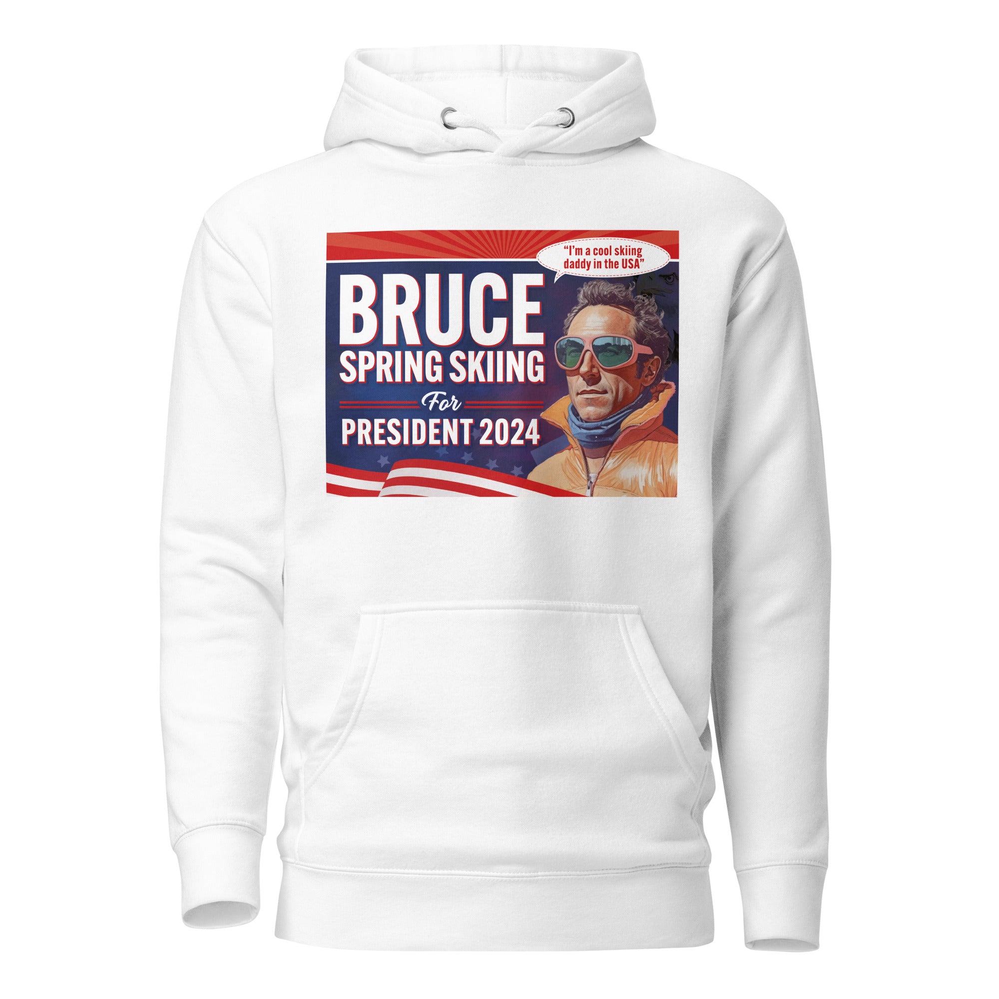 Bruce Spring Skiing For President 2024 Unisex Hoodie