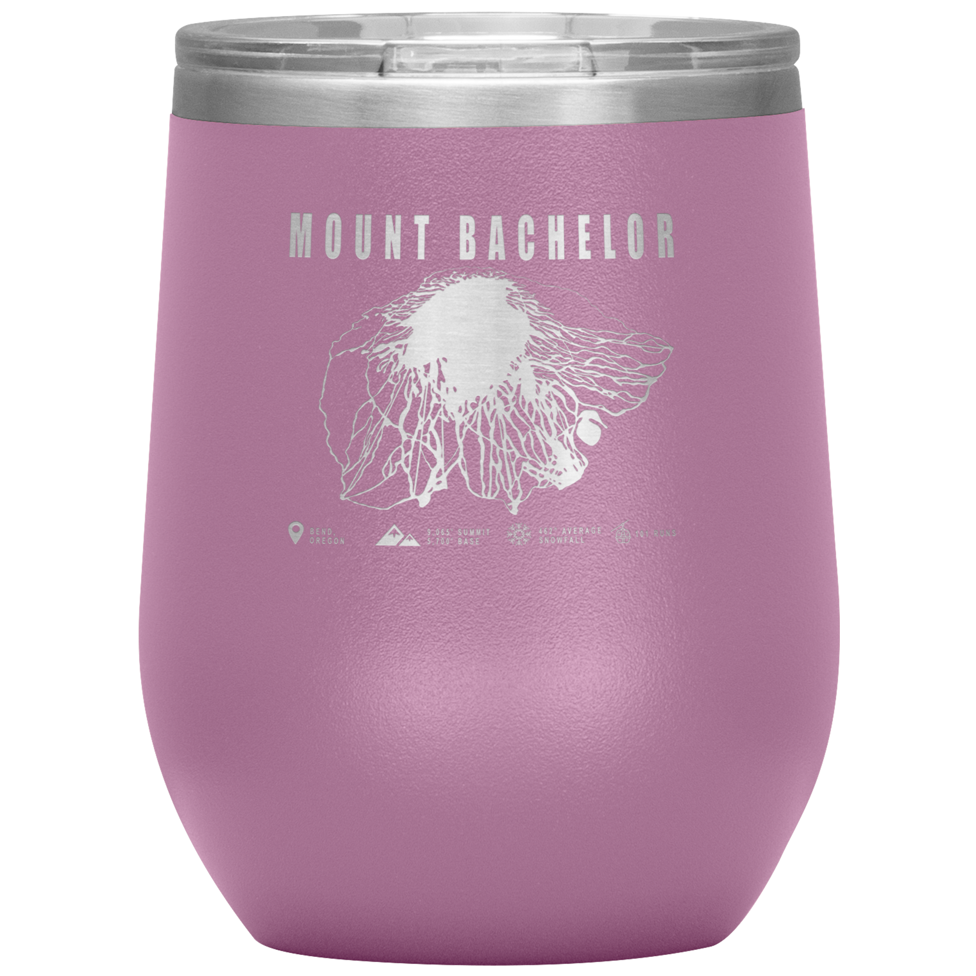 Mount Bachelor, Oregon Ski Trail Map Wine 12oz Tumbler - Powderaddicts