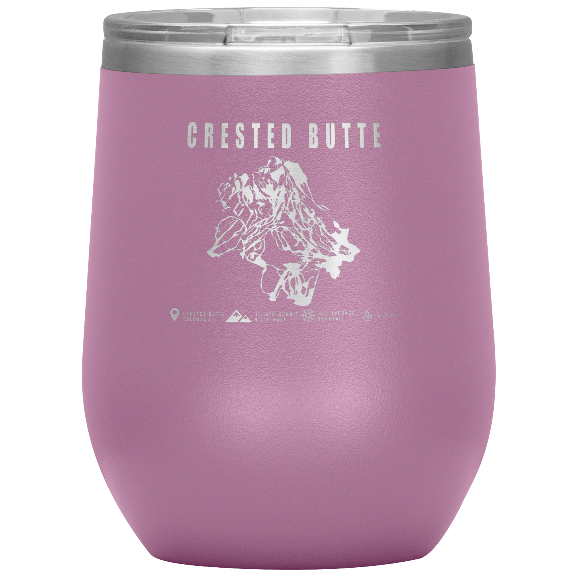 Crested Butte Colorado Ski Trail Map Wine 12oz Tumbler - Powderaddicts