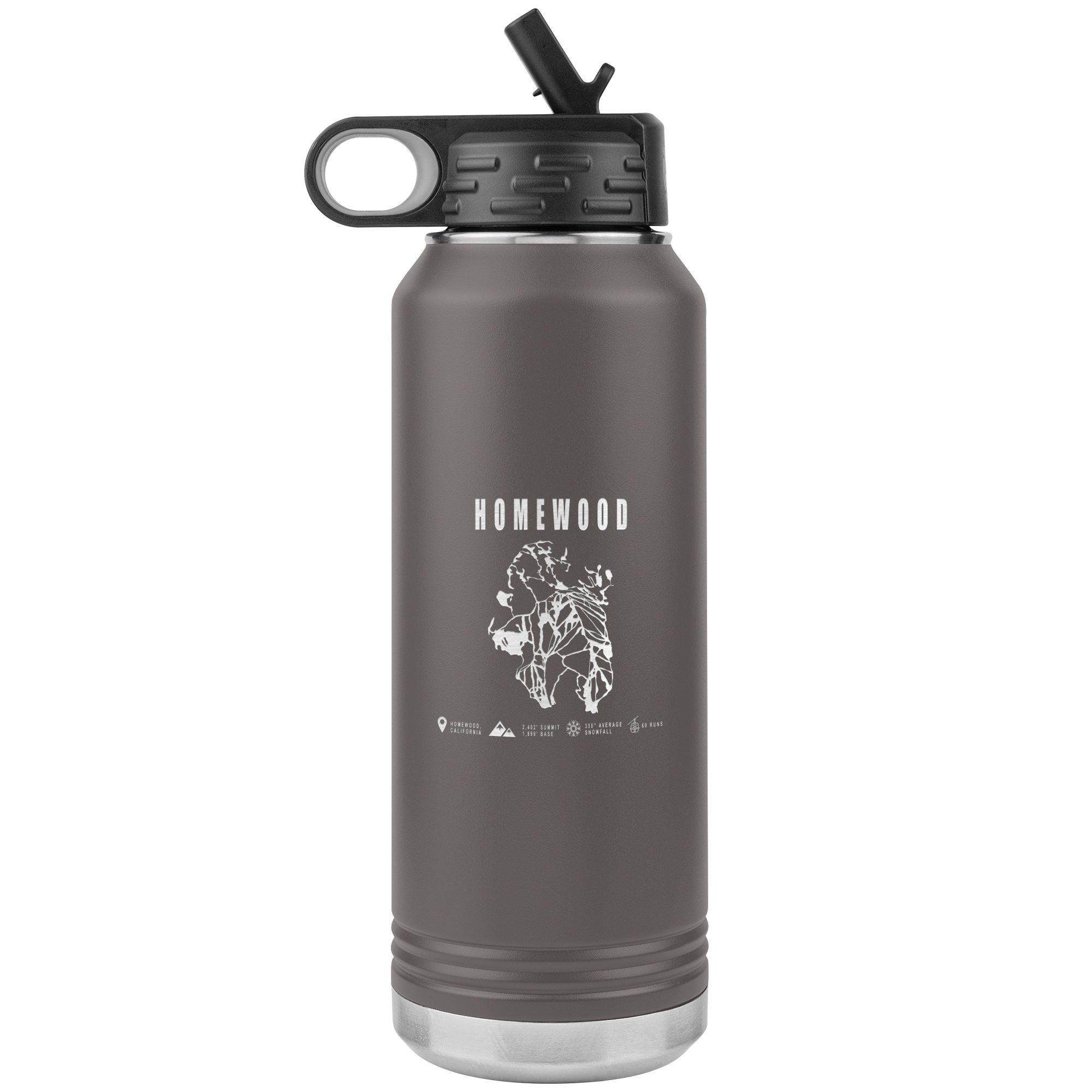 Homewood, California Ski Trail Map 32oz Water Bottle Tumbler - Powderaddicts