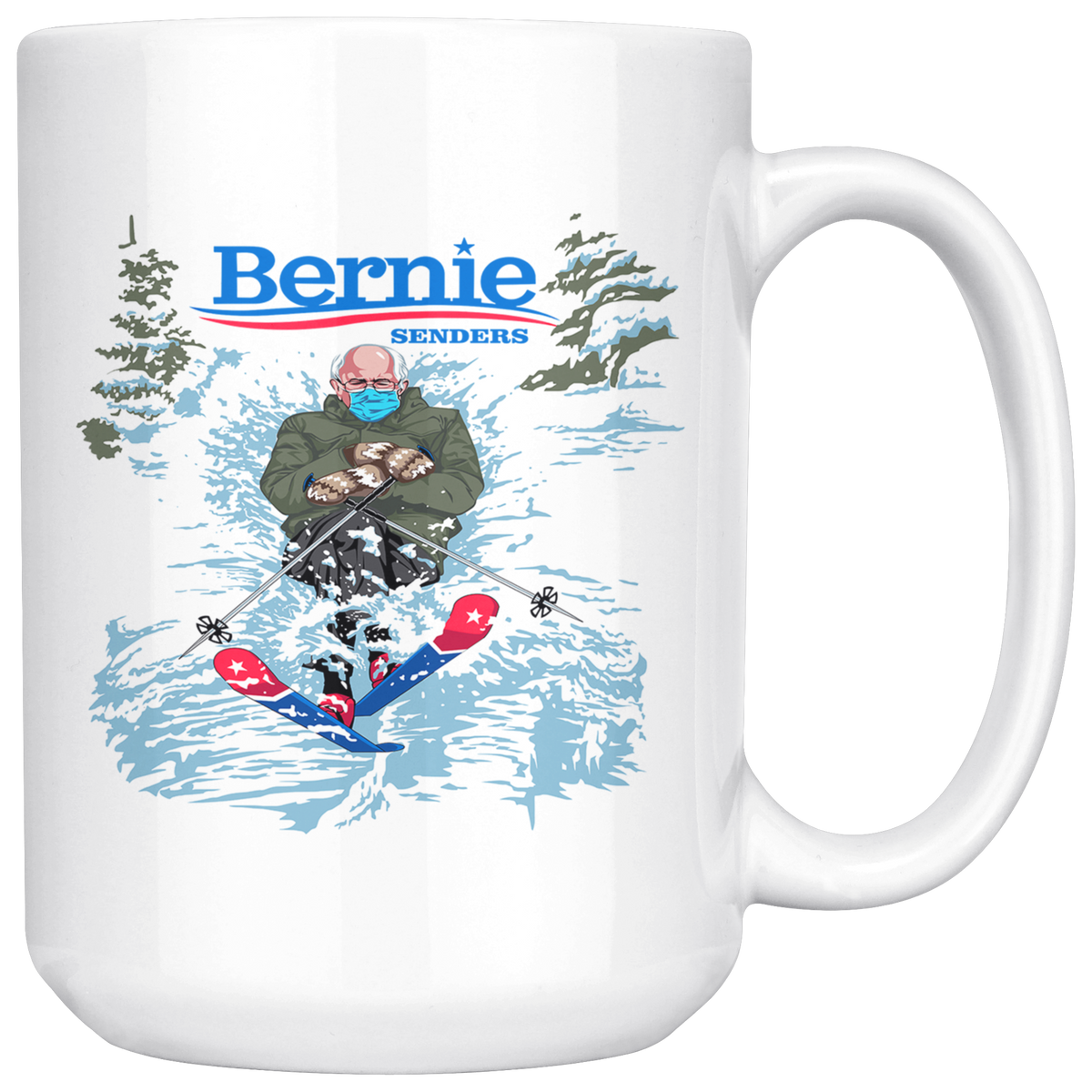 Bernie Senders Skiing 15oz Mug - Powderaddicts