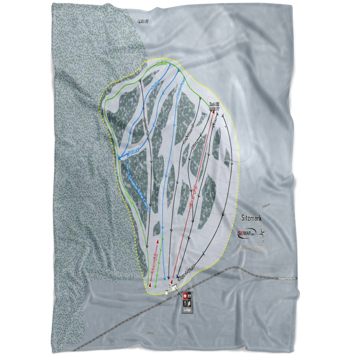 Sitz Mark, Washington Ski Trail Map Fleece Blanket - Powderaddicts