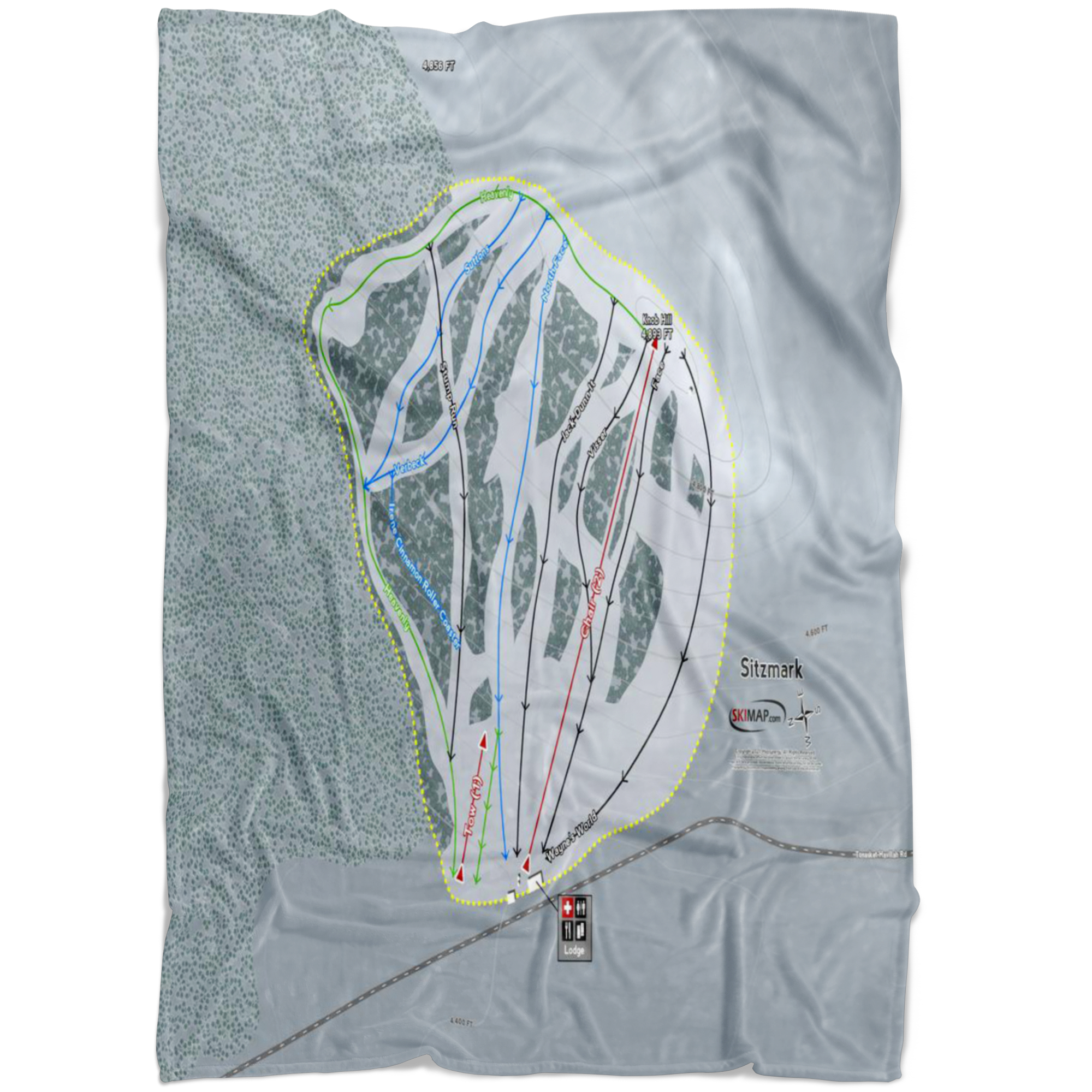 Sitz Mark, Washington Ski Trail Map Fleece Blanket - Powderaddicts