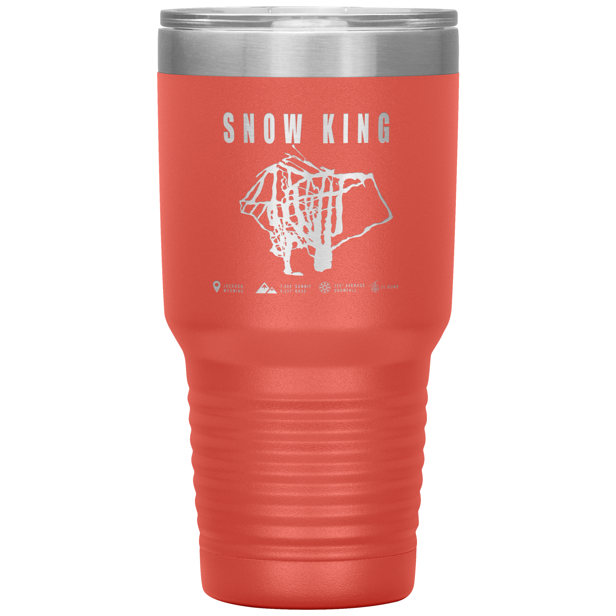 Snow King Wyoming Ski Trail Map 30oz Tumbler - Powderaddicts