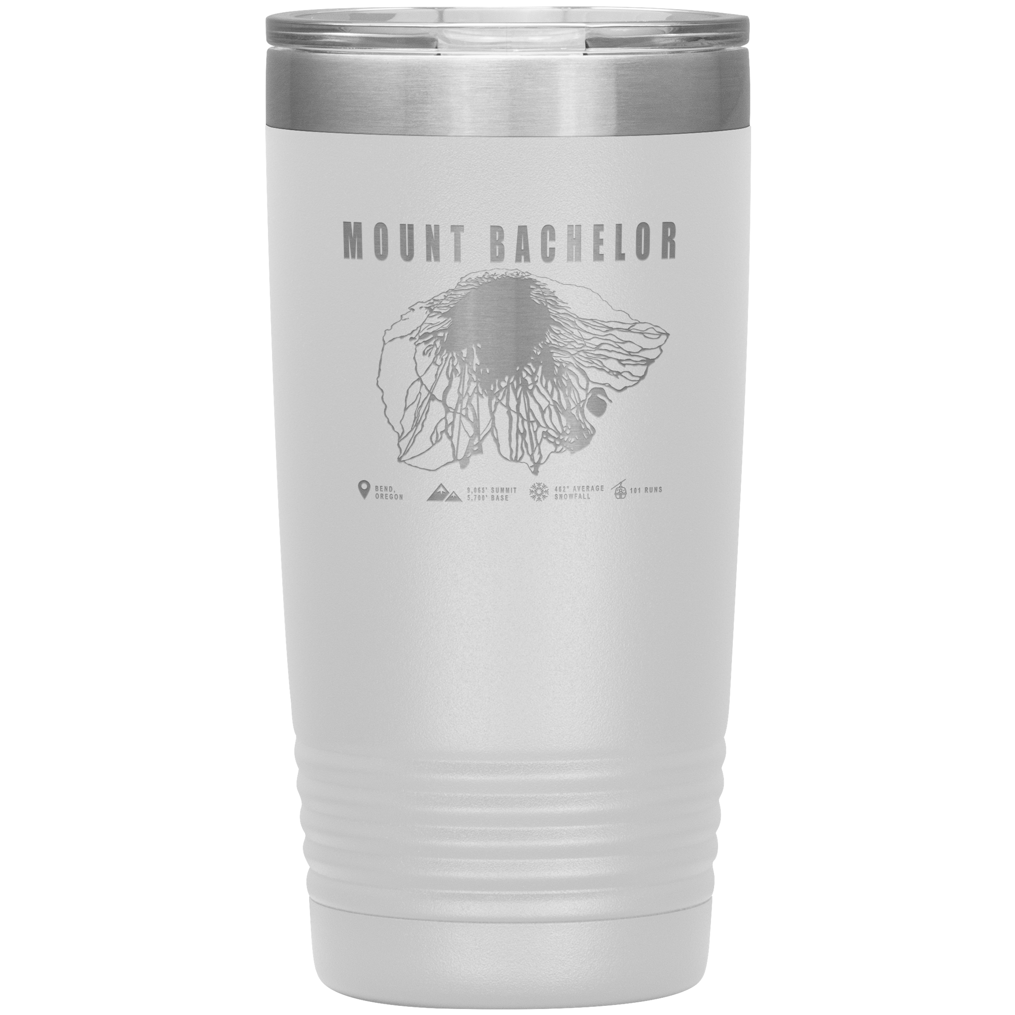 Mount Bachelor, Oregon Ski Trail Map 20oz Tumbler - Powderaddicts