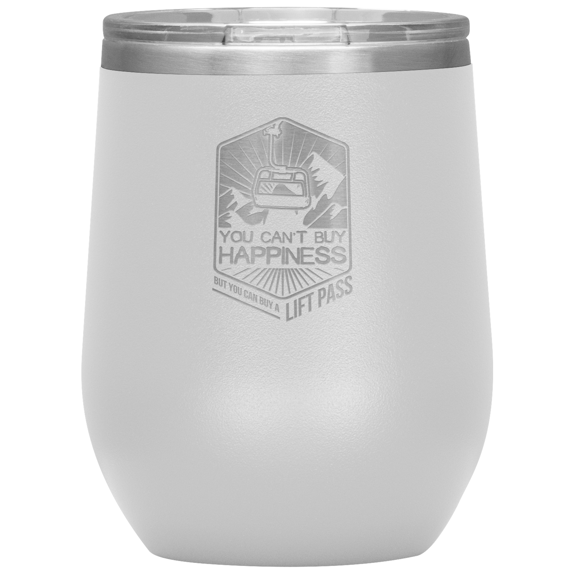 You Can't Buy Happiness But You Can Buy A Lift Pass Wine 12oz Tumbler - Powderaddicts