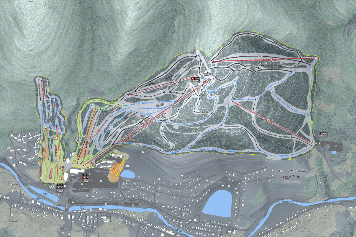 Hunter Mountain New York Ski Resort Map Wall Art