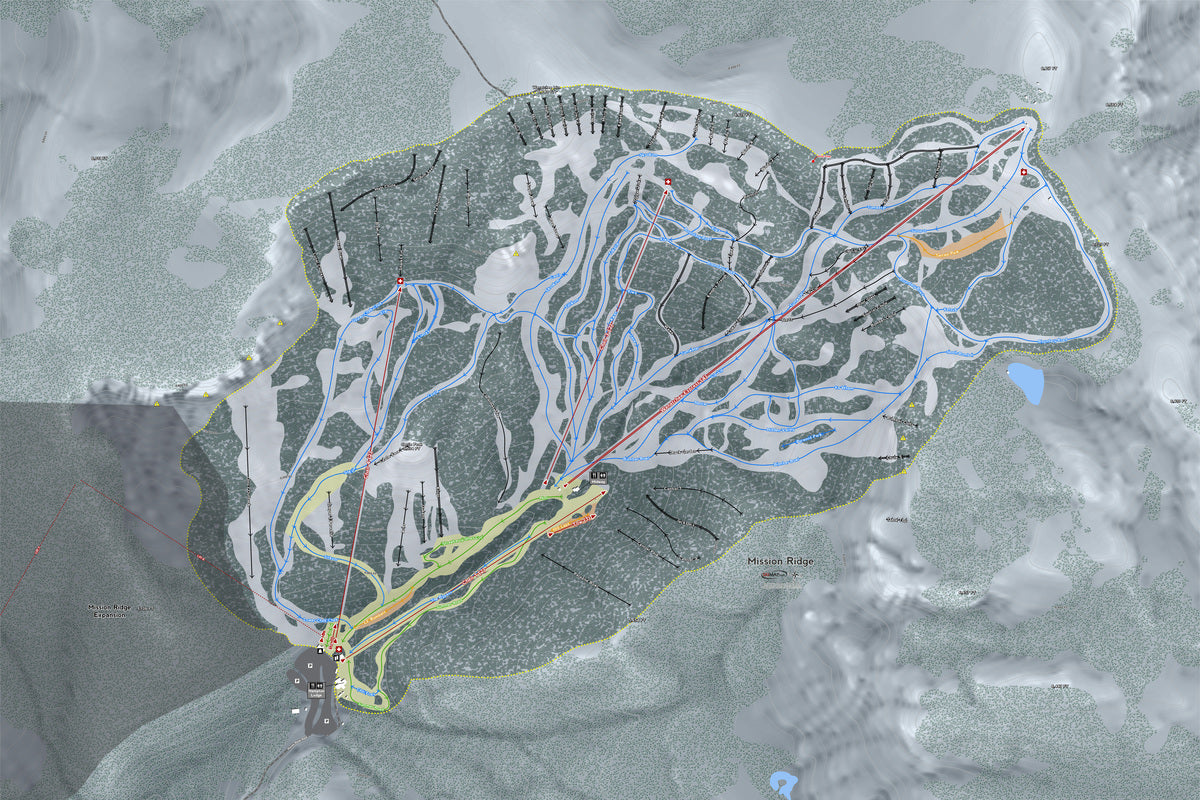 Mission Ridge Washington Ski Resort Map Wall Art