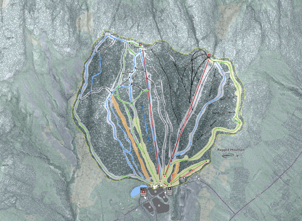 Ragged Mountain New Hampshire Ski Resort Map Wall Art