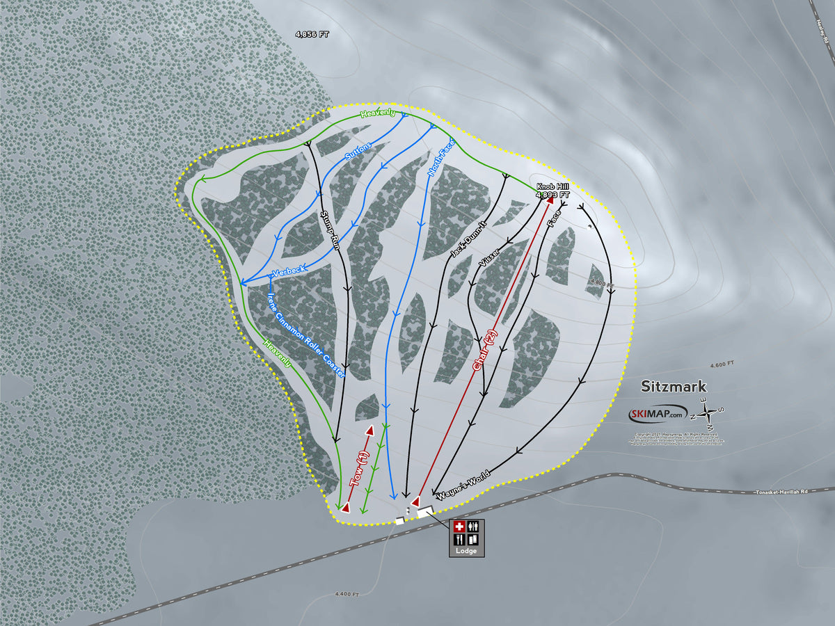 Sitz mark Washington Ski Resort Map Wall Art