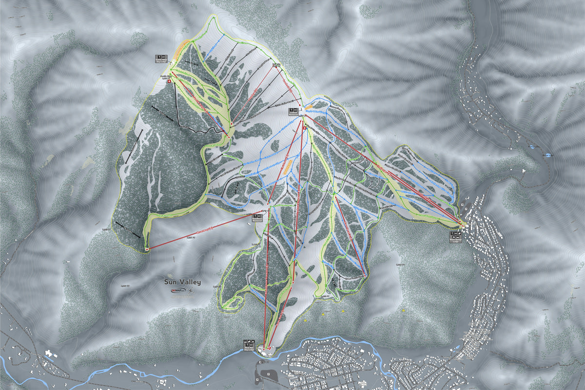 Sun Valley Idaho Ski Resort Map Wall Art