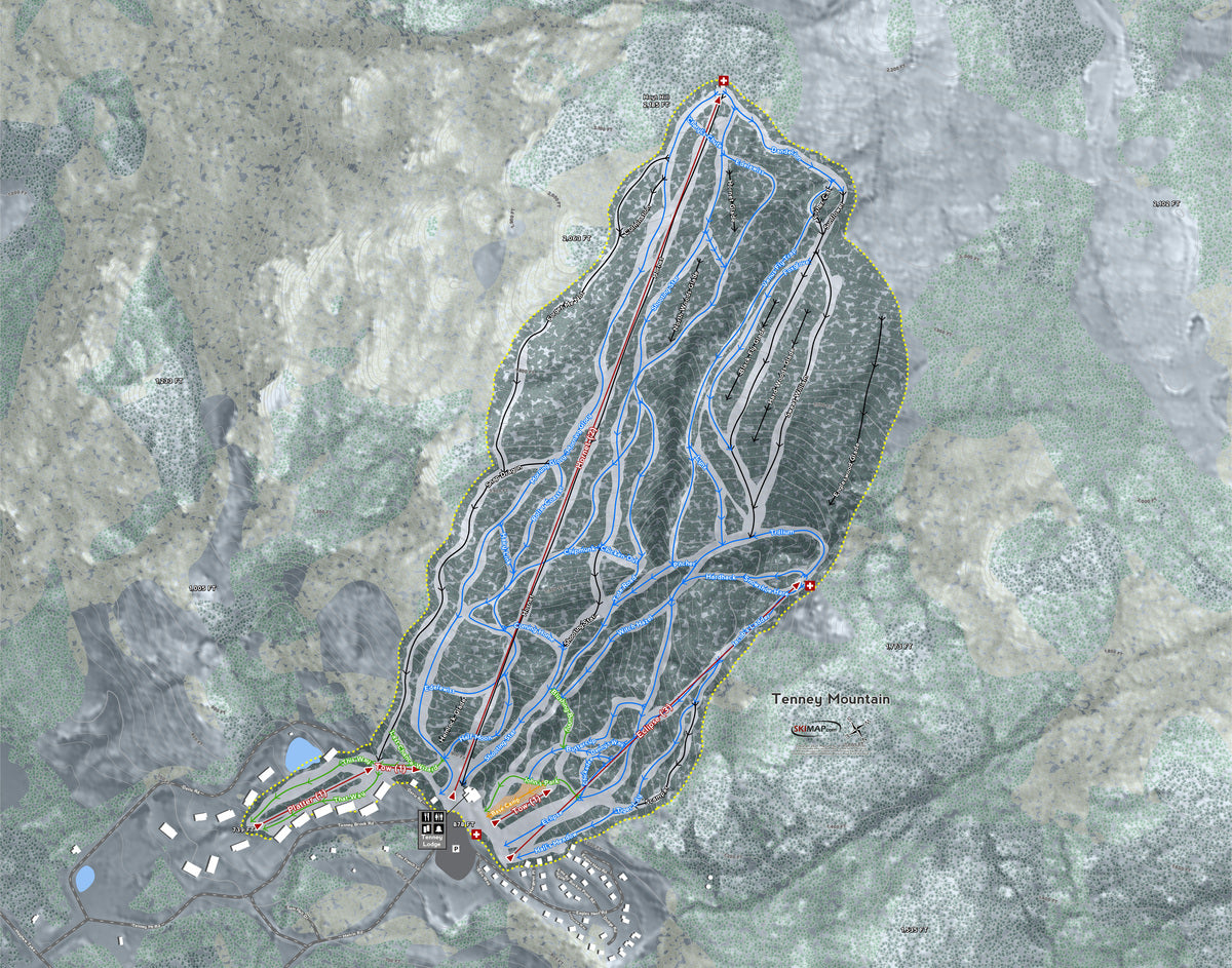 Tenney Mountain New Hampshire Ski Resort Map Wall Art