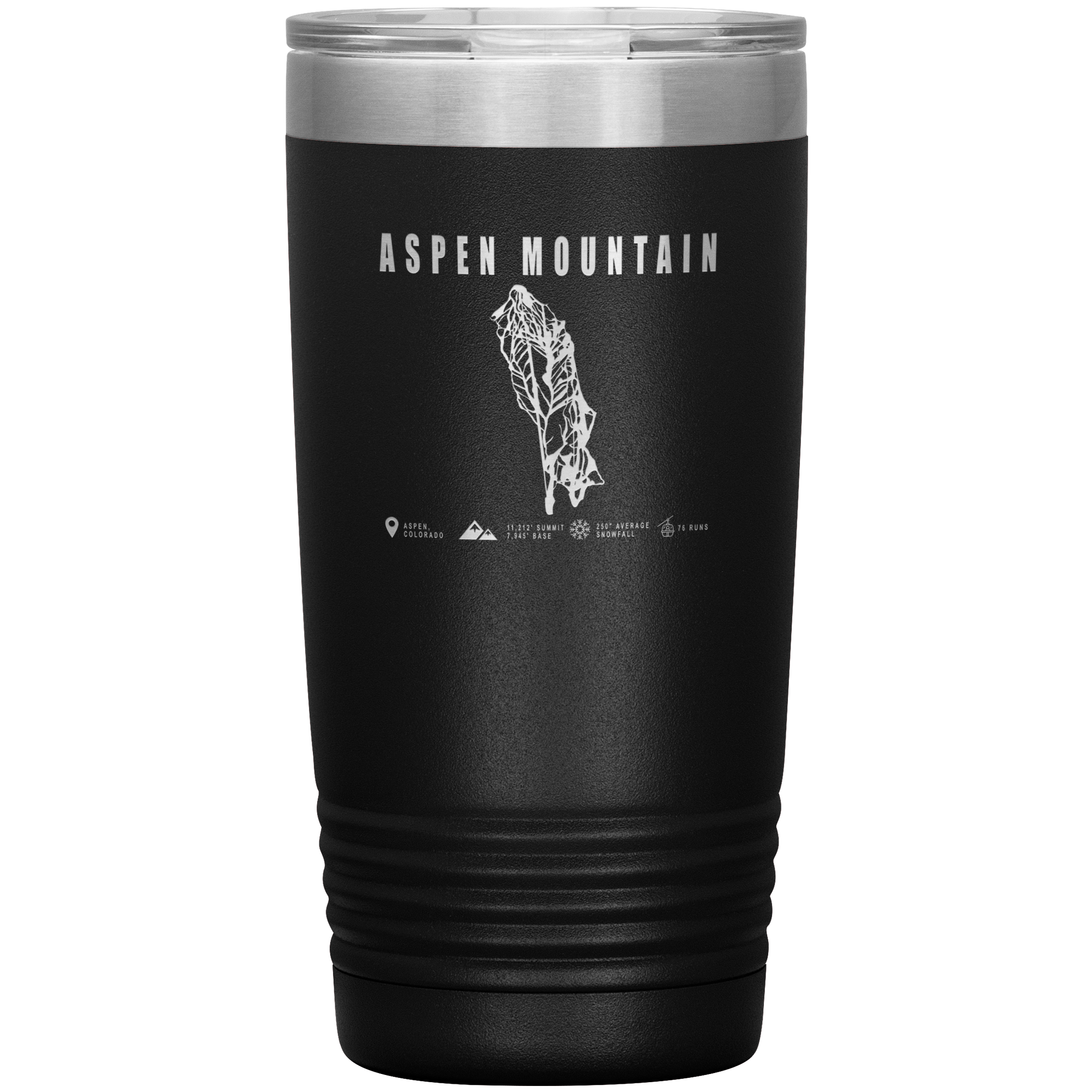 Aspen Mountain Colorado Ski Trail Map 20oz Tumbler - Powderaddicts