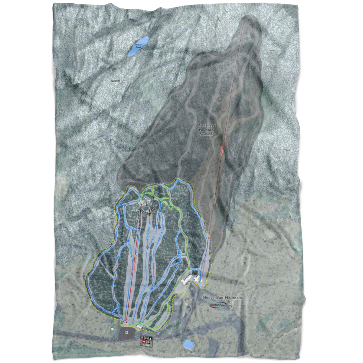 Moosehead Mountain, Maine Ski Trail Map Fleece Blanket - Powderaddicts