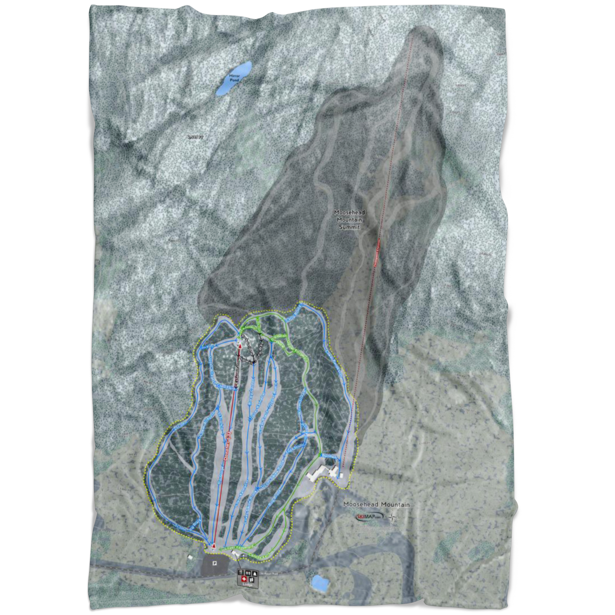 Moosehead Mountain, Maine Ski Trail Map Fleece Blanket - Powderaddicts