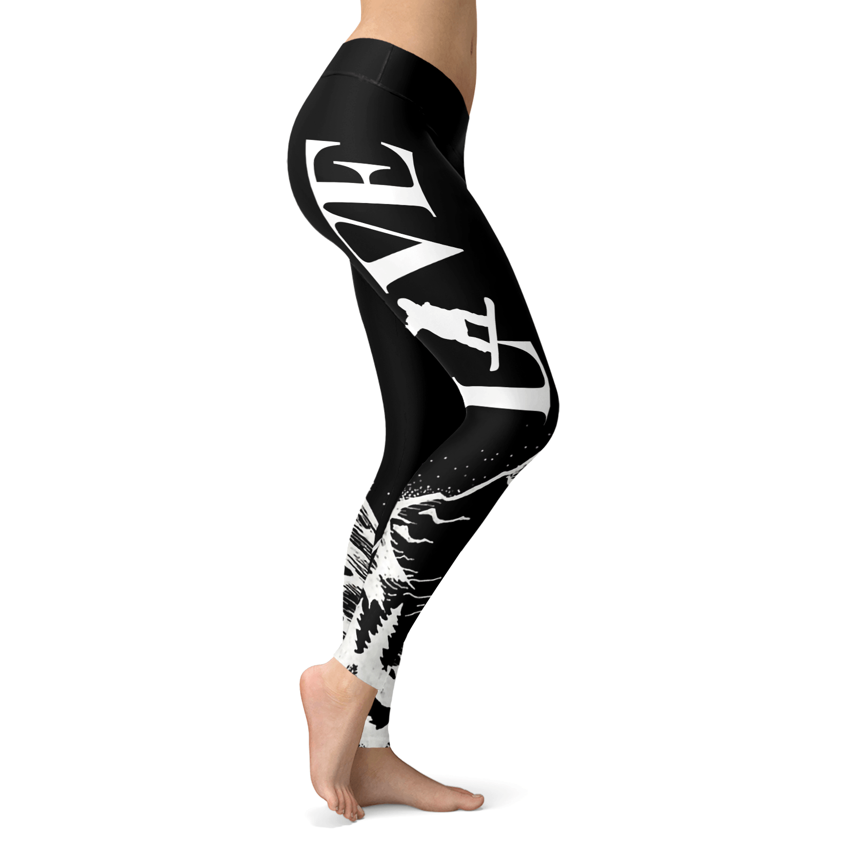 Love Snowboard All Black Leggings - Powderaddicts