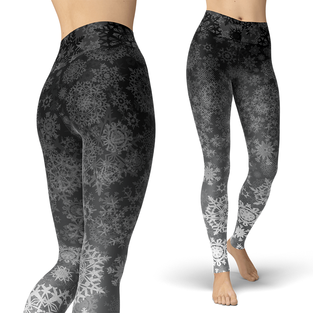 Just One Women's Black and White Snowflake Leggings 
