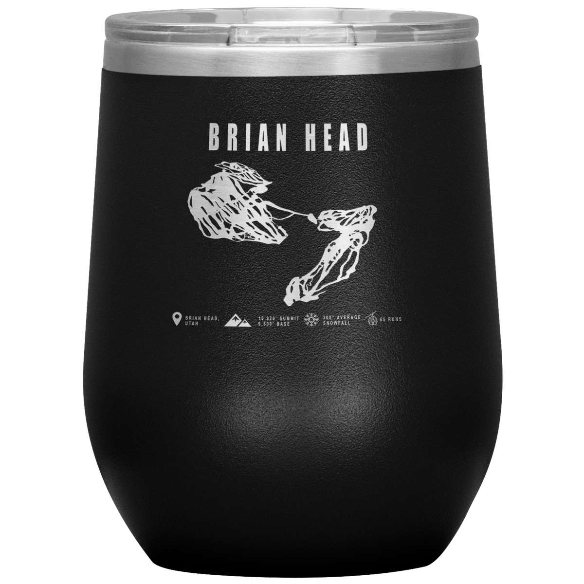 Brian Head,Utah Ski Trail Map Wine 12oz Tumbler - Powderaddicts