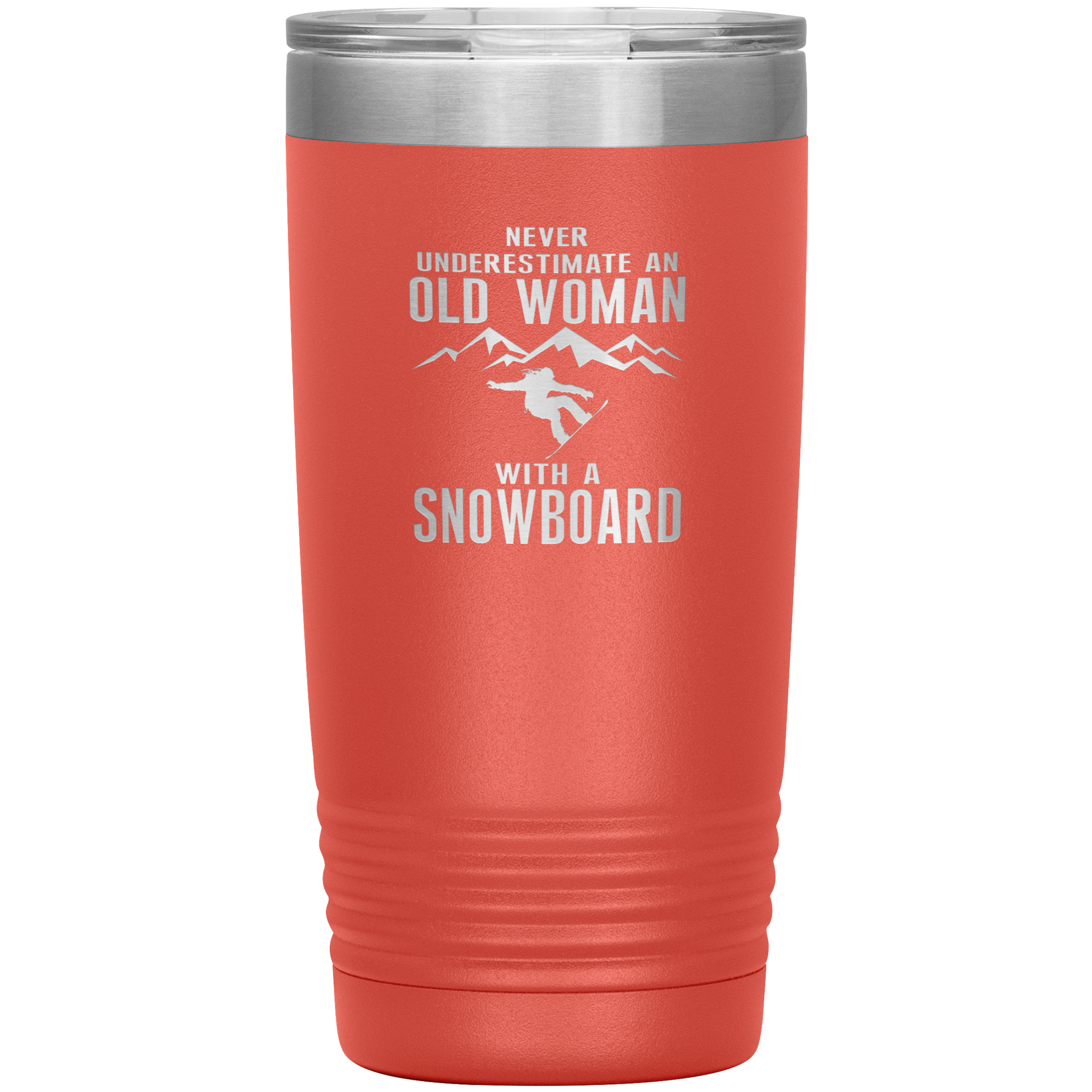 Never Underestimate An Old Woman With A Snowboard 20oz Tumbler - Powderaddicts