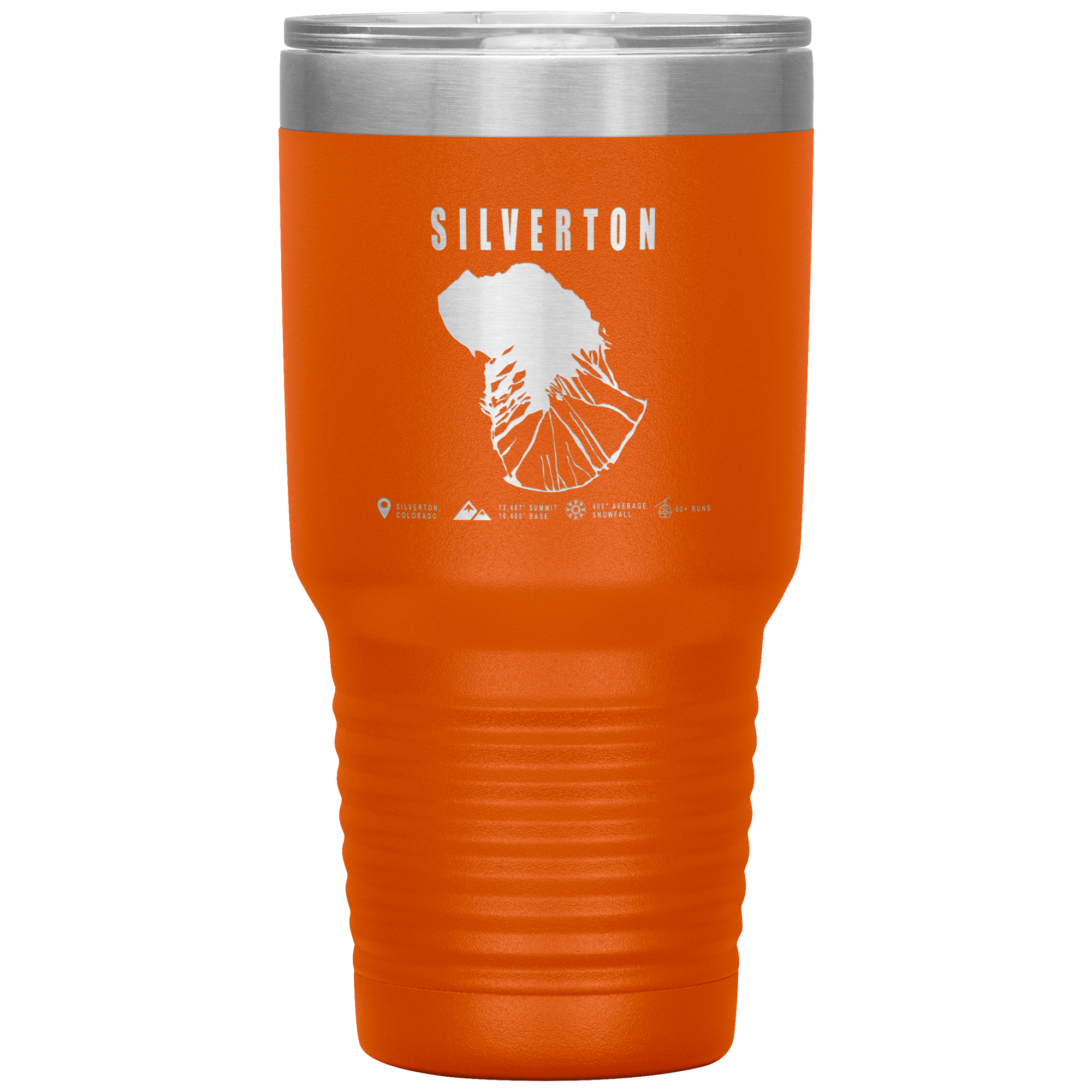 Silverton Colorado Ski Trail Map 30oz Tumbler - Powderaddicts