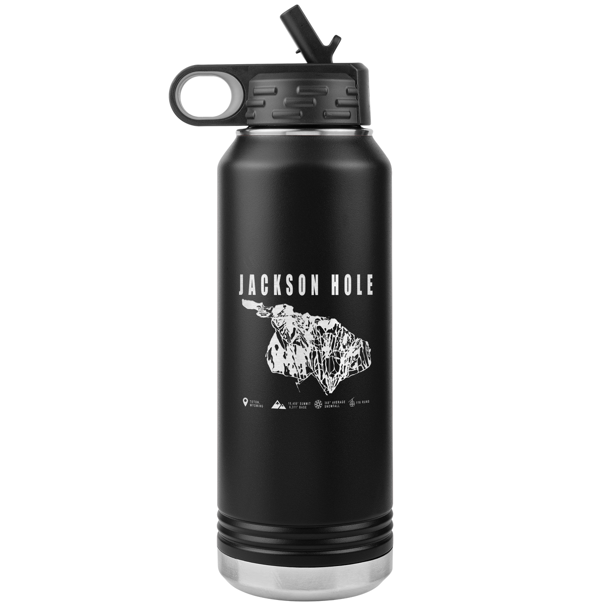 Jackson Hole Wyoming Ski Trail Map 32oz Water Bottle Tumbler - Powderaddicts