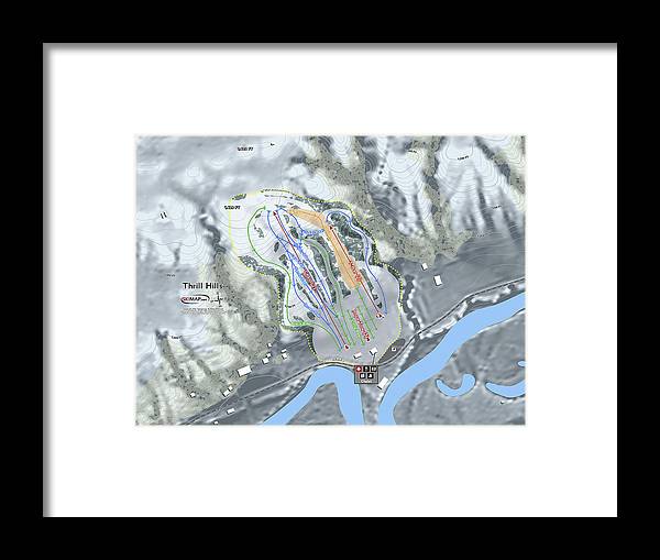 Thrill Hills Ski Trail Map - Framed Print - Powderaddicts