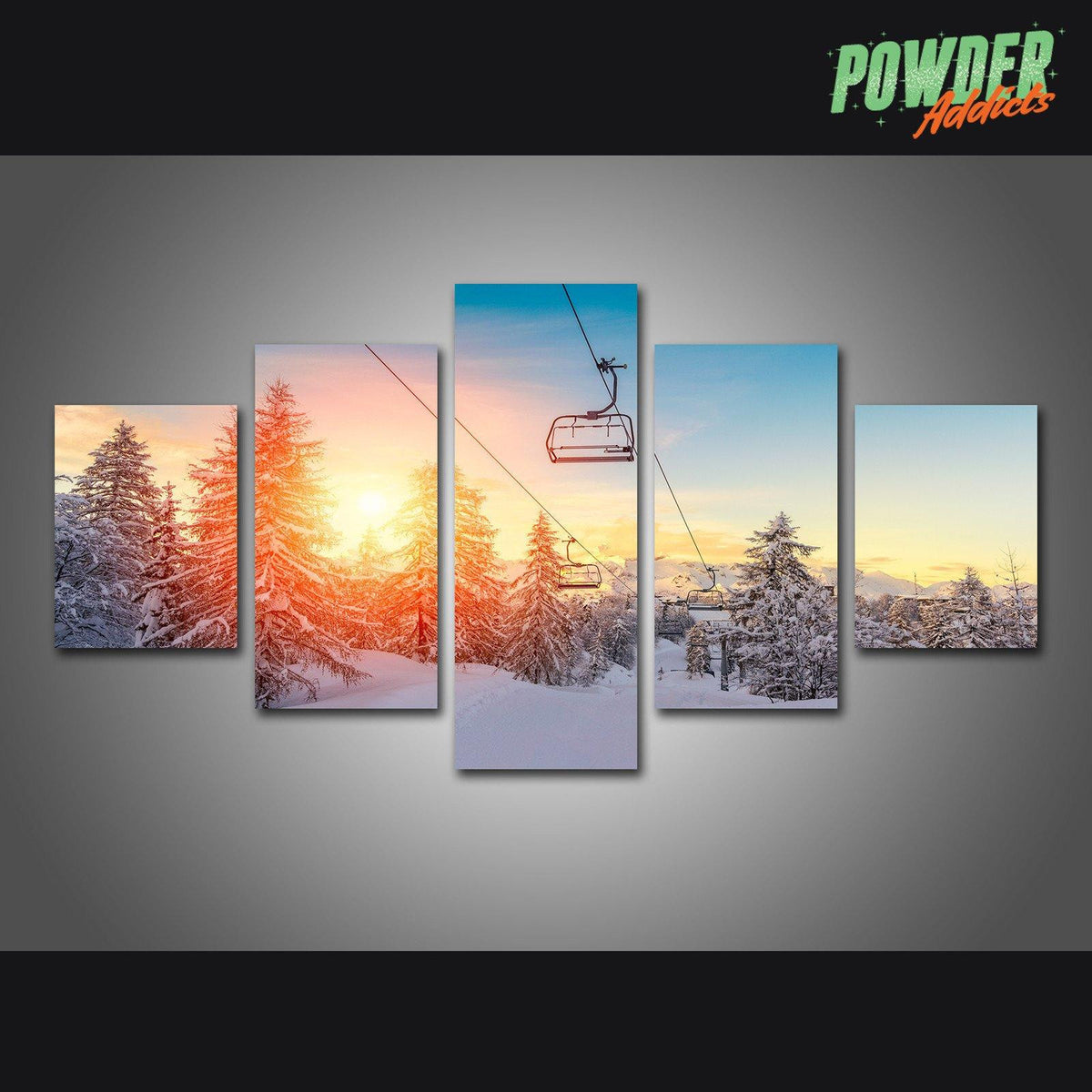 Chairlift Sunrise 5 Piece Canvas - Powderaddicts