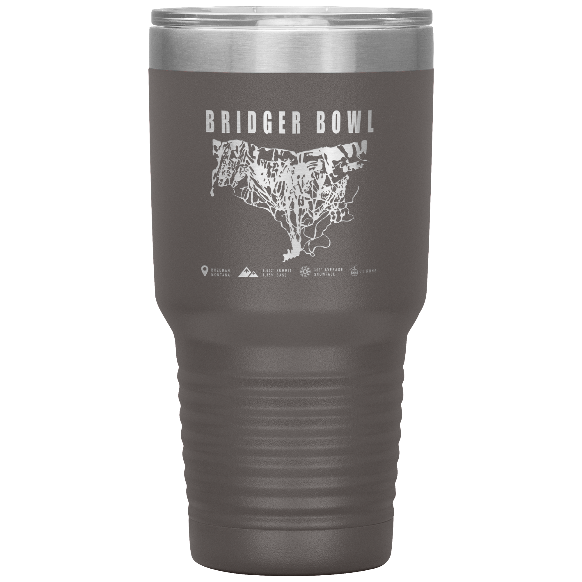 Bridger Bowl Montana Ski Trail Map 30oz Tumbler - Powderaddicts