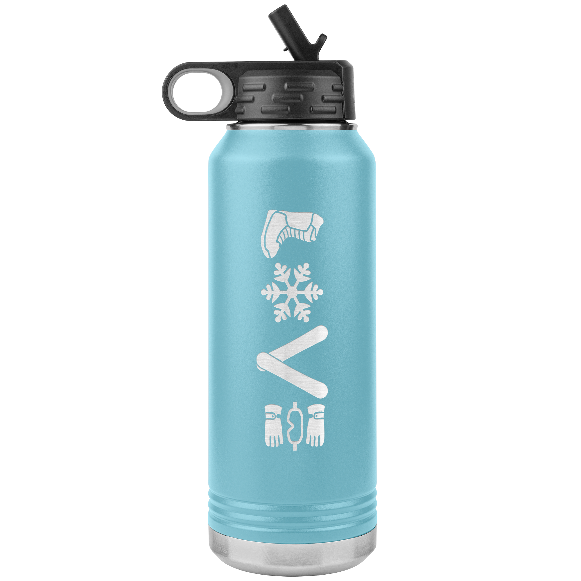 Love Snowboard Symbols 32oz Water Bottle Tumbler - Powderaddicts