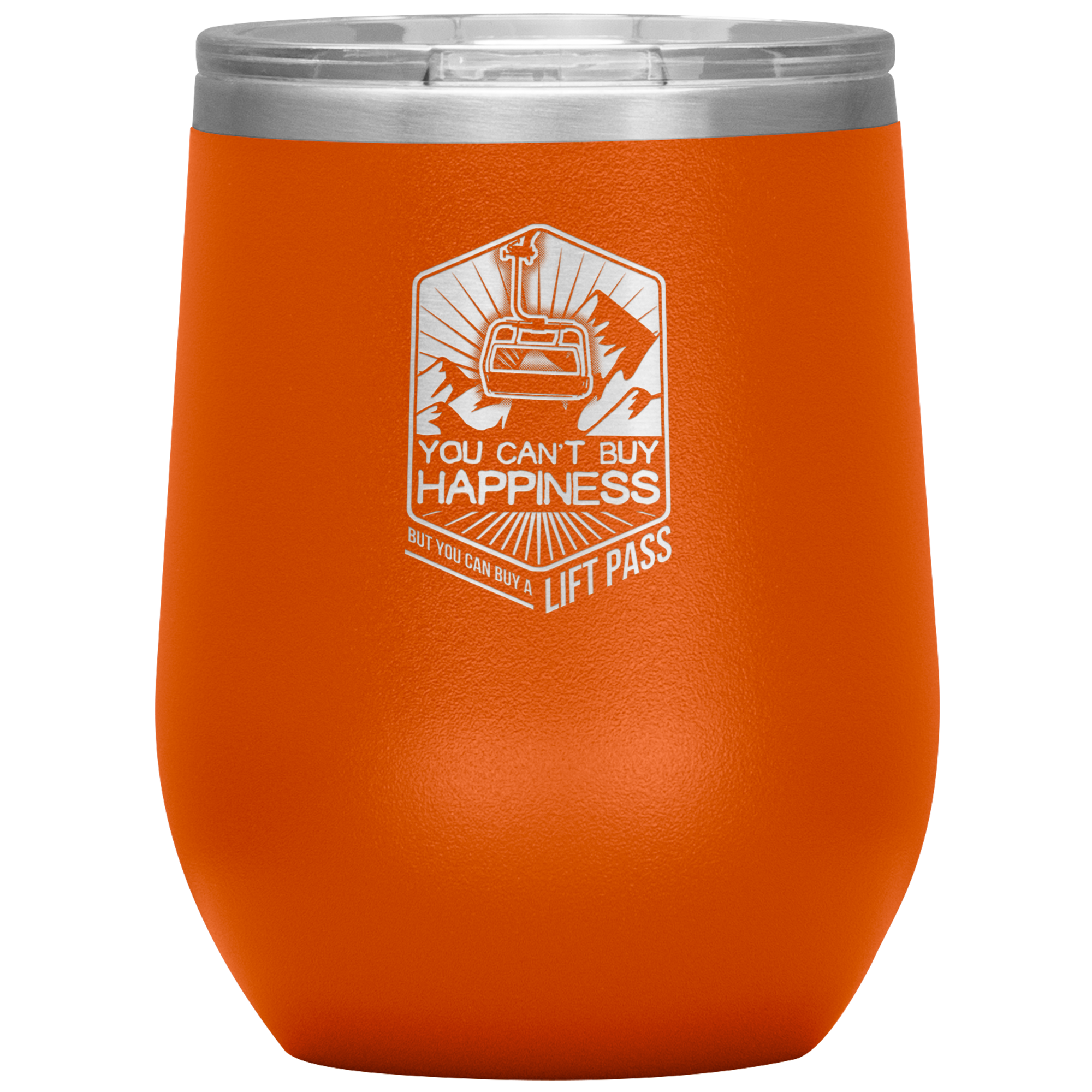 You Can't Buy Happiness But You Can Buy A Lift Pass Wine 12oz Tumbler - Powderaddicts