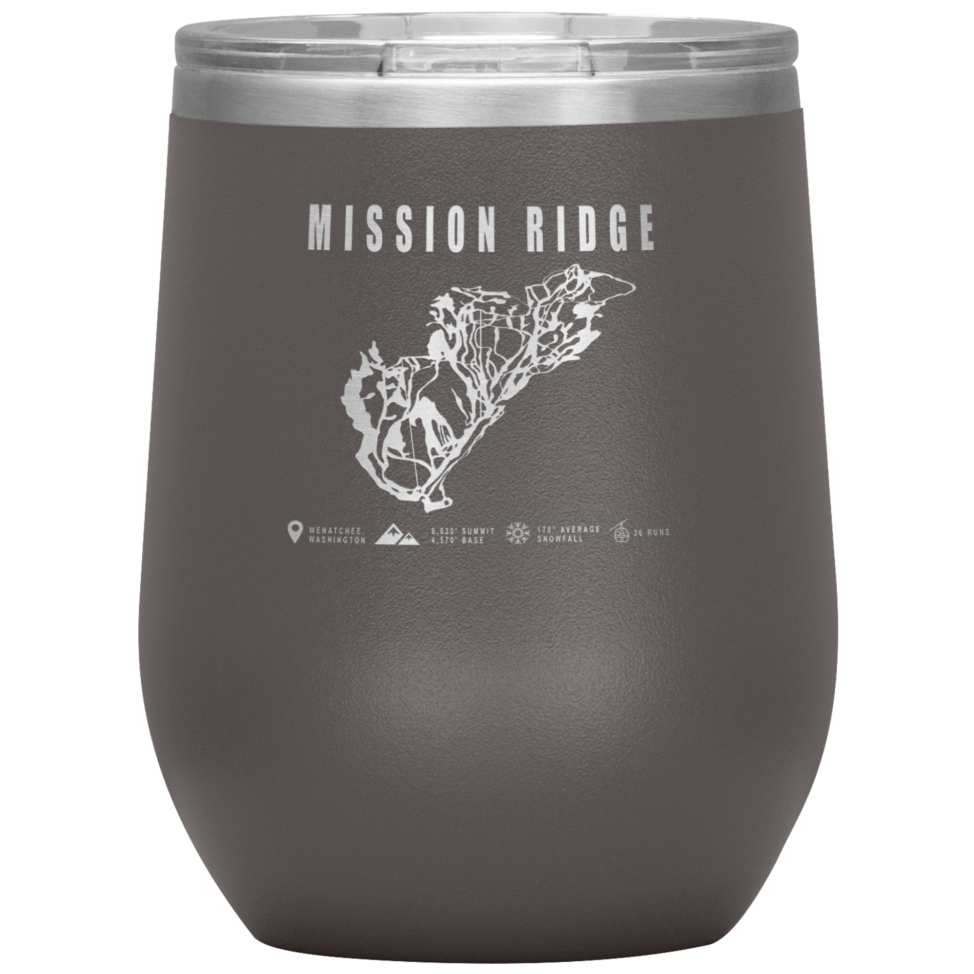 Mission Ridge, Washington Ski Trail Map Wine 12oz Tumbler - Powderaddicts