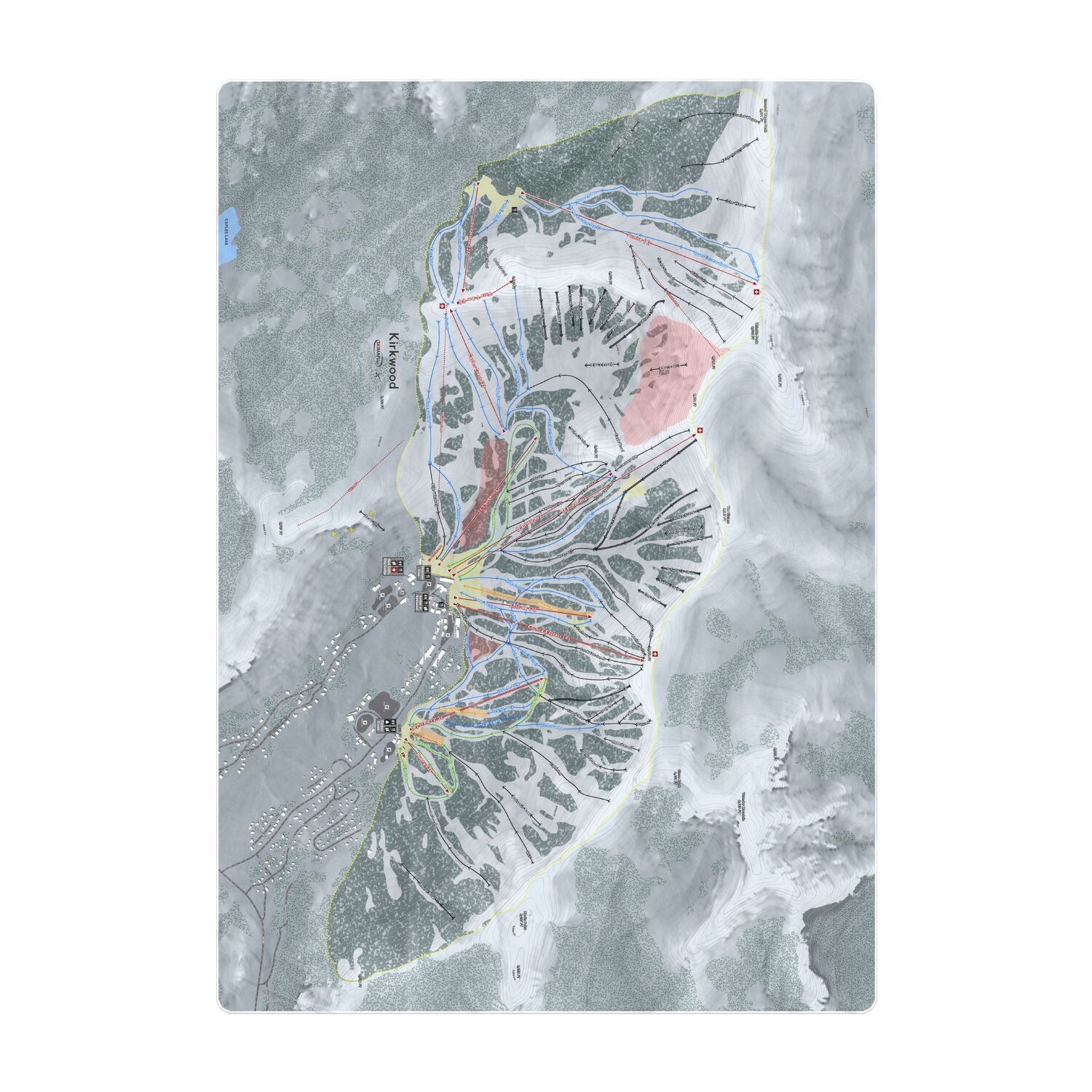 Kirkwood, California Ski Resort Map Printed Beach Towel - Powderaddicts