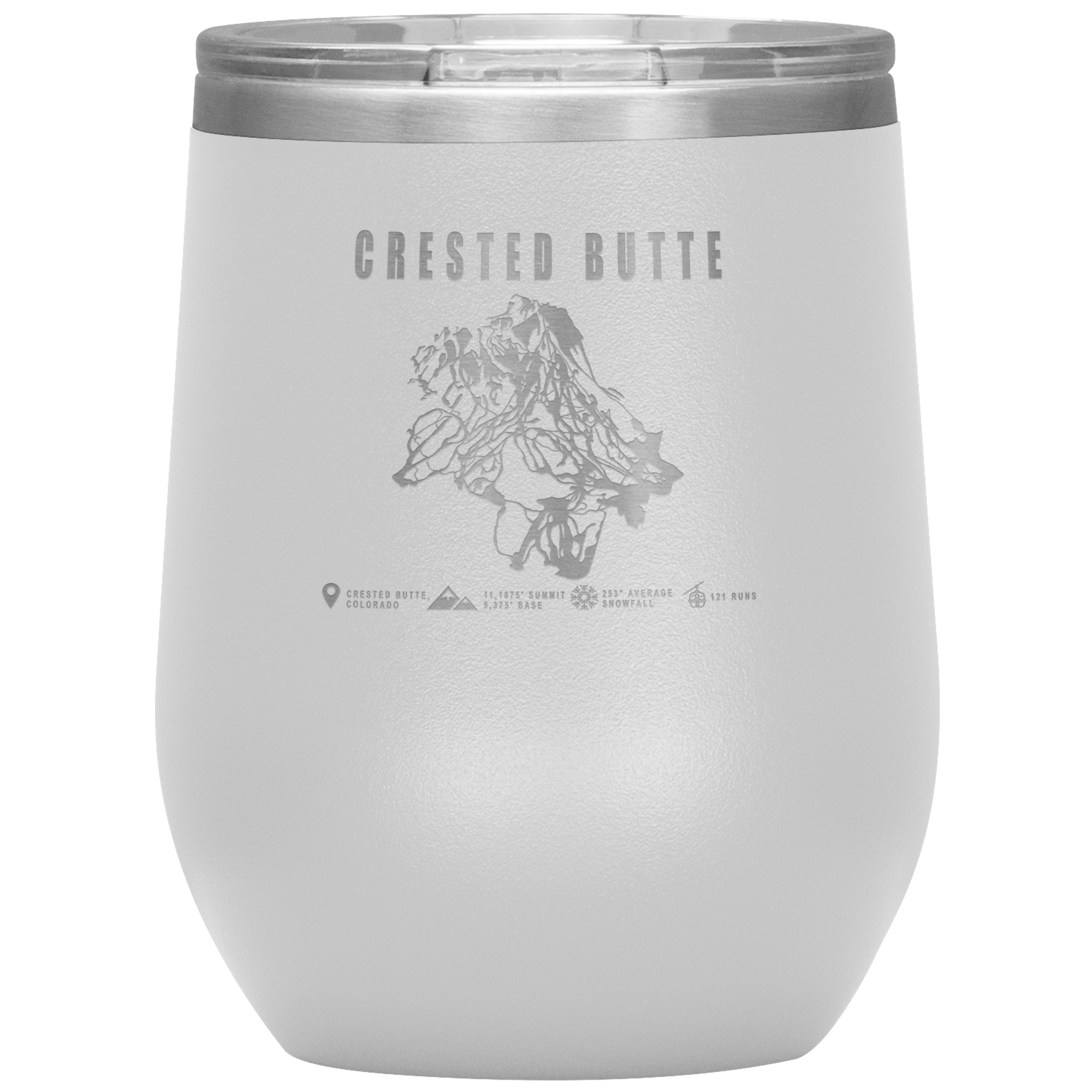 Crested Butte Colorado Ski Trail Map Wine 12oz Tumbler - Powderaddicts