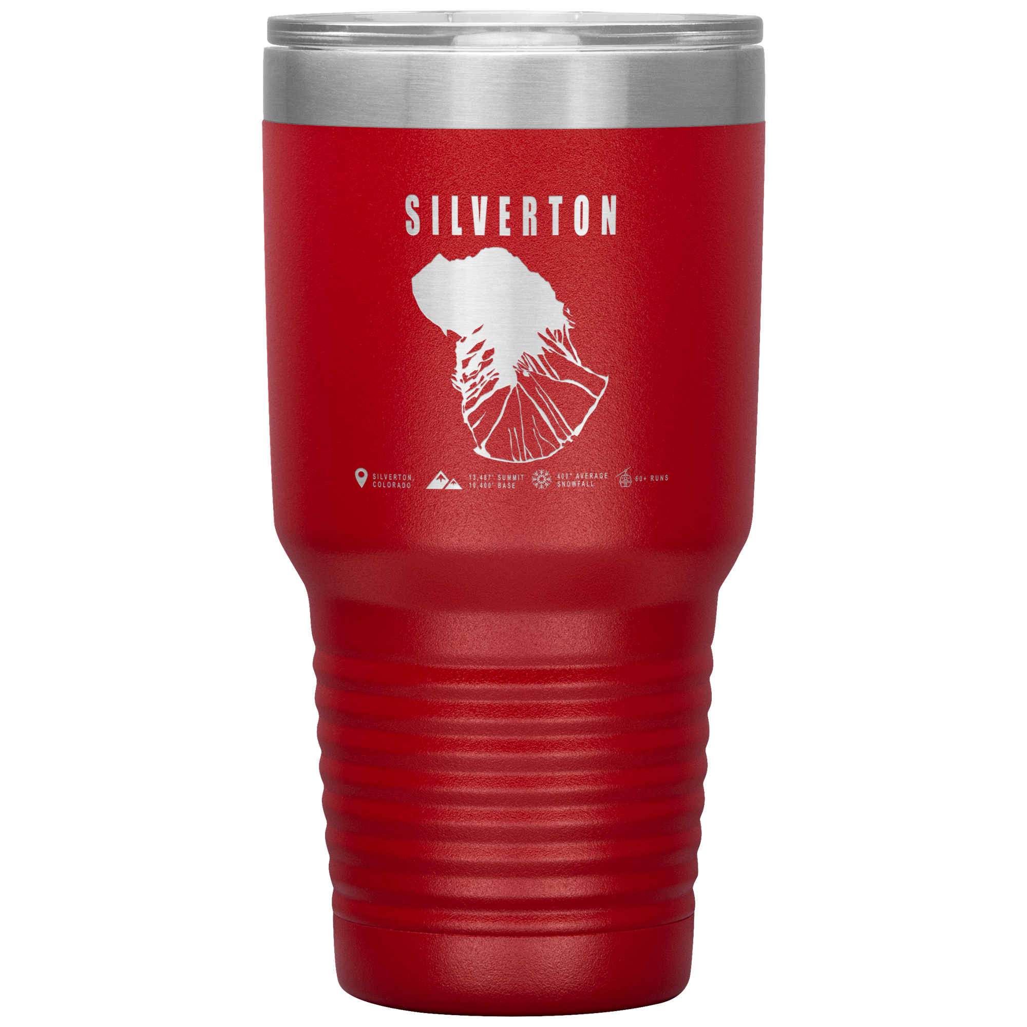 Silverton Colorado Ski Trail Map 30oz Tumbler - Powderaddicts