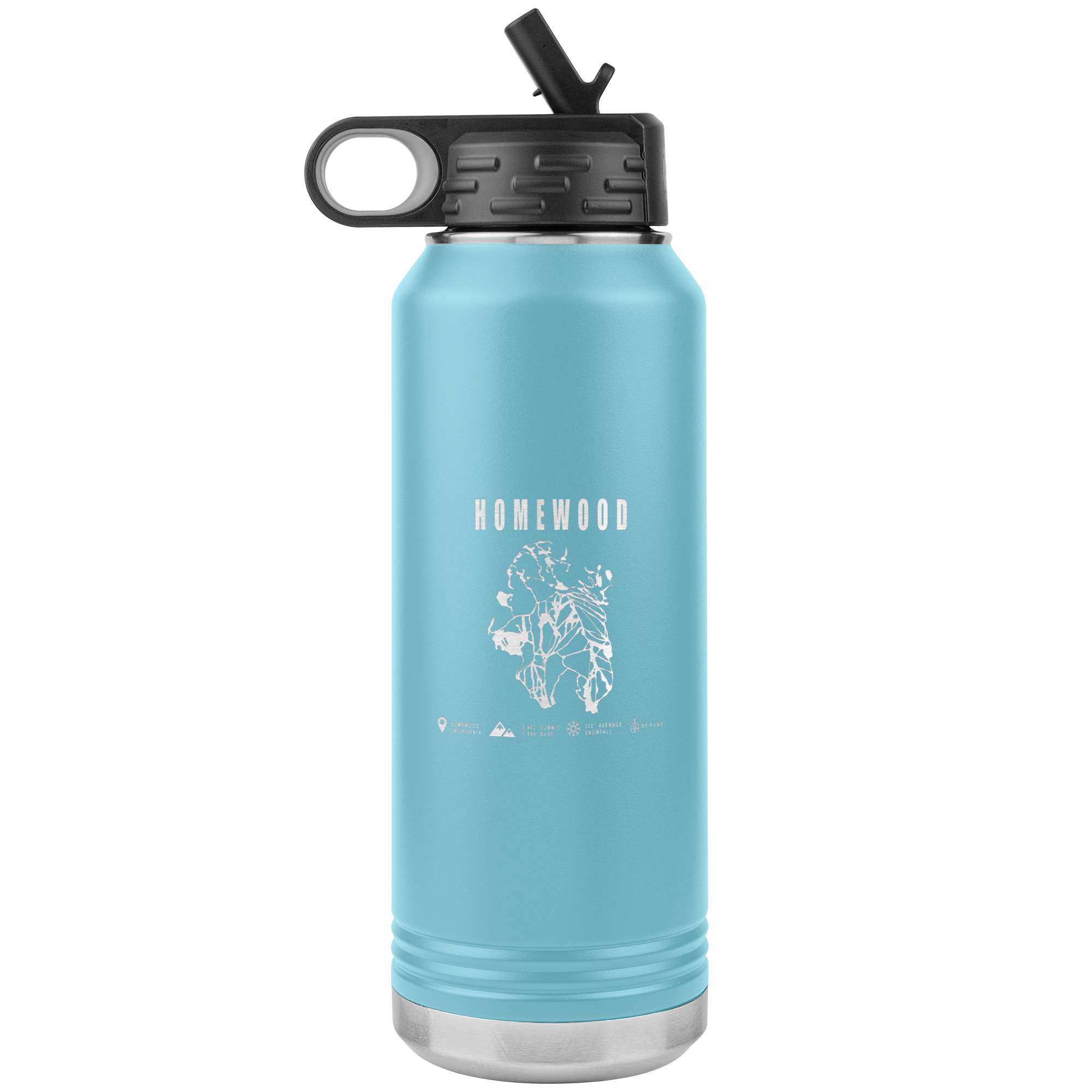 Homewood, California Ski Trail Map 32oz Water Bottle Tumbler - Powderaddicts