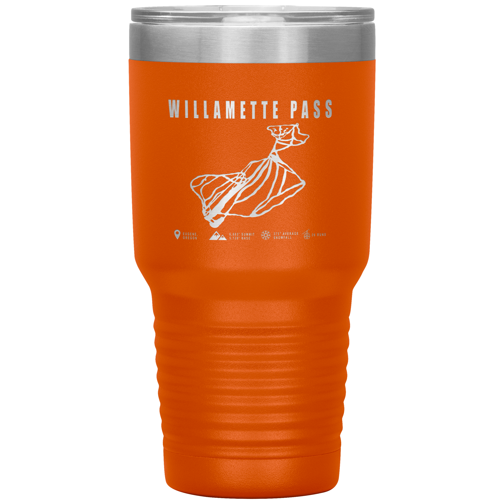 Willamette Pass, Oregon Ski Trail Map 30oz Tumbler - Powderaddicts