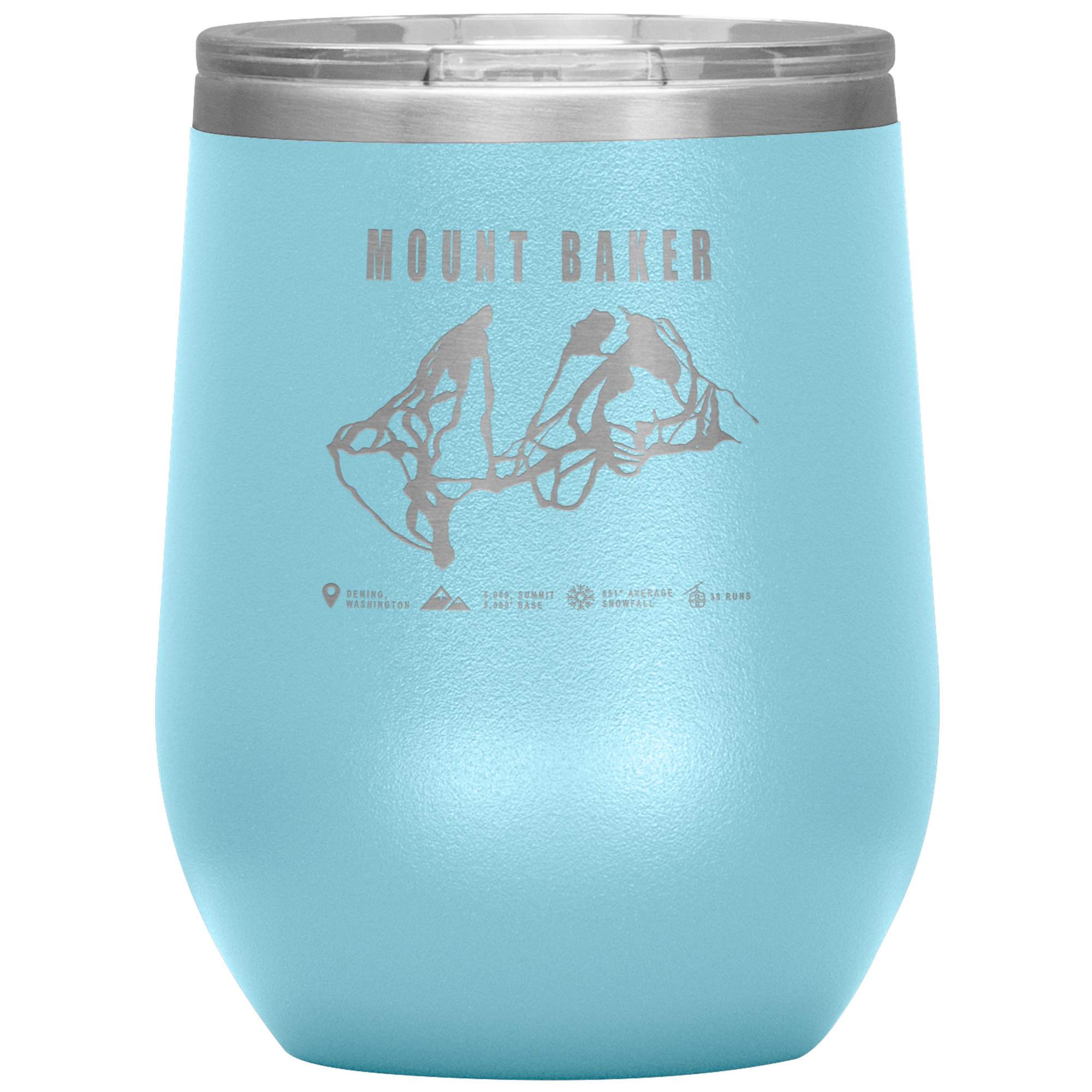 Mount Baker, Washington Ski Trail Map Wine 12oz Tumbler - Powderaddicts