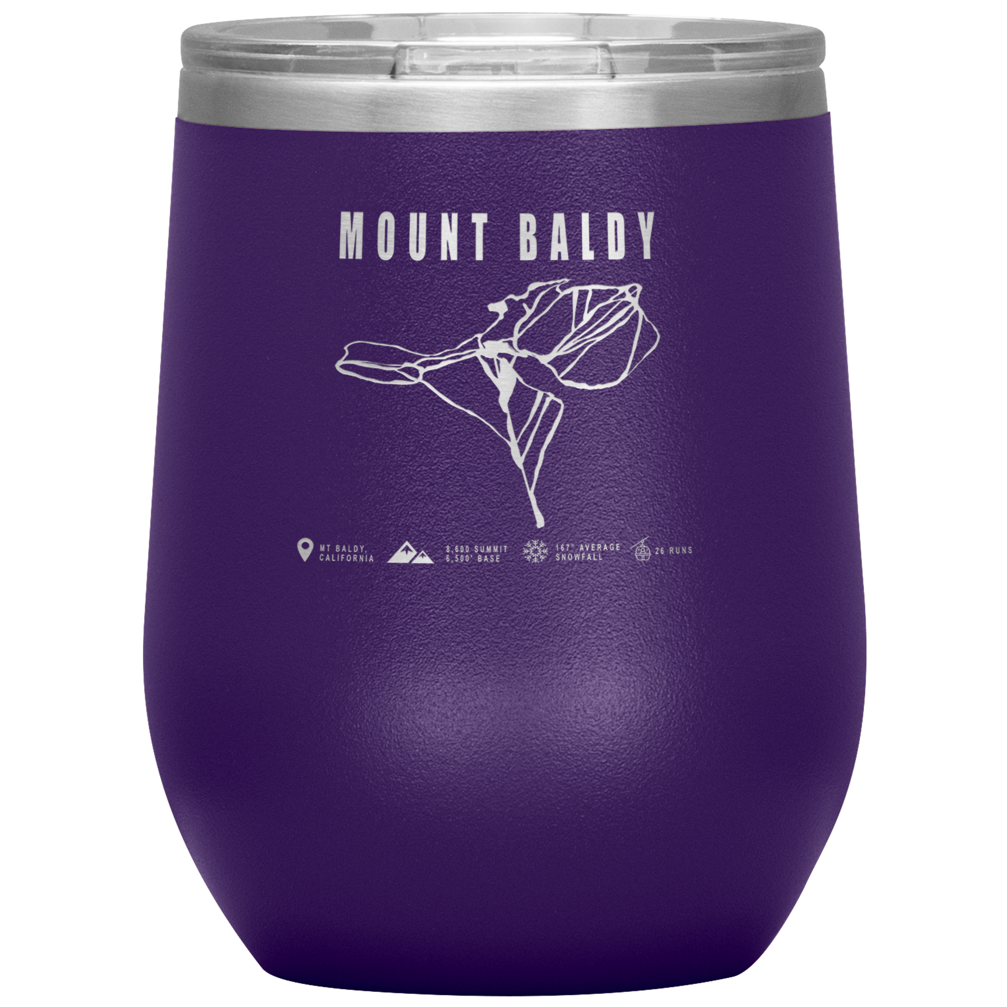 Mount Baldy, California Ski Trail Map Wine 12oz Tumbler - Powderaddicts