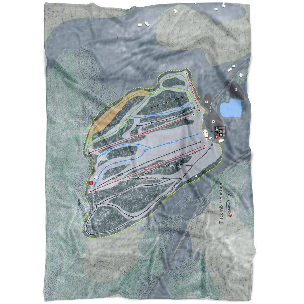 Titcomb Mountain, Maine Ski Trail Map Fleece Blanket - Powderaddicts