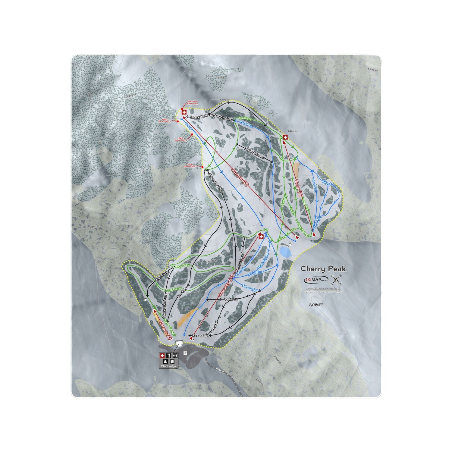 Cherry Peak, Utah Ski Resort Map Printed Beach Towel - Powderaddicts