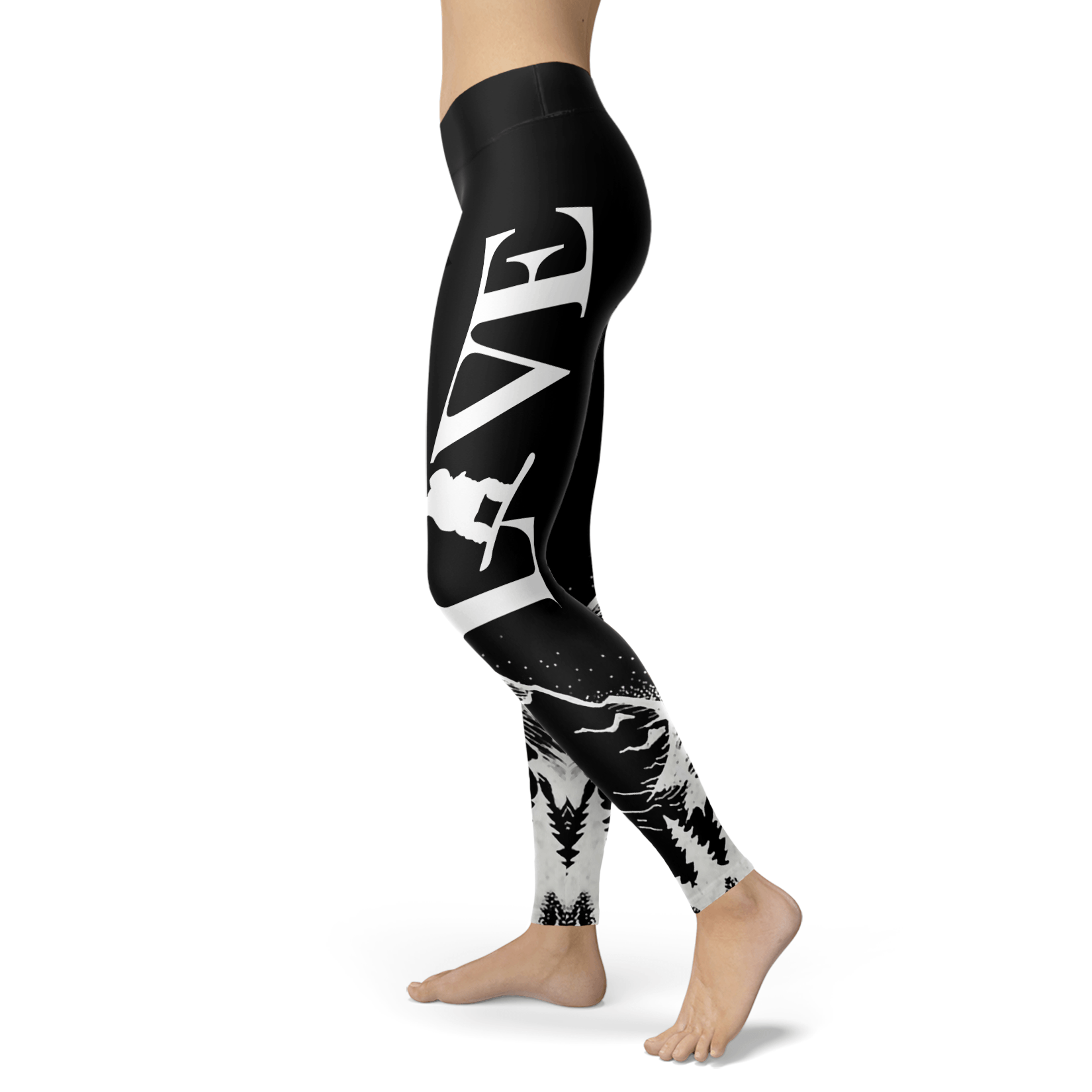 Love Snowboard All Black Leggings - Powderaddicts