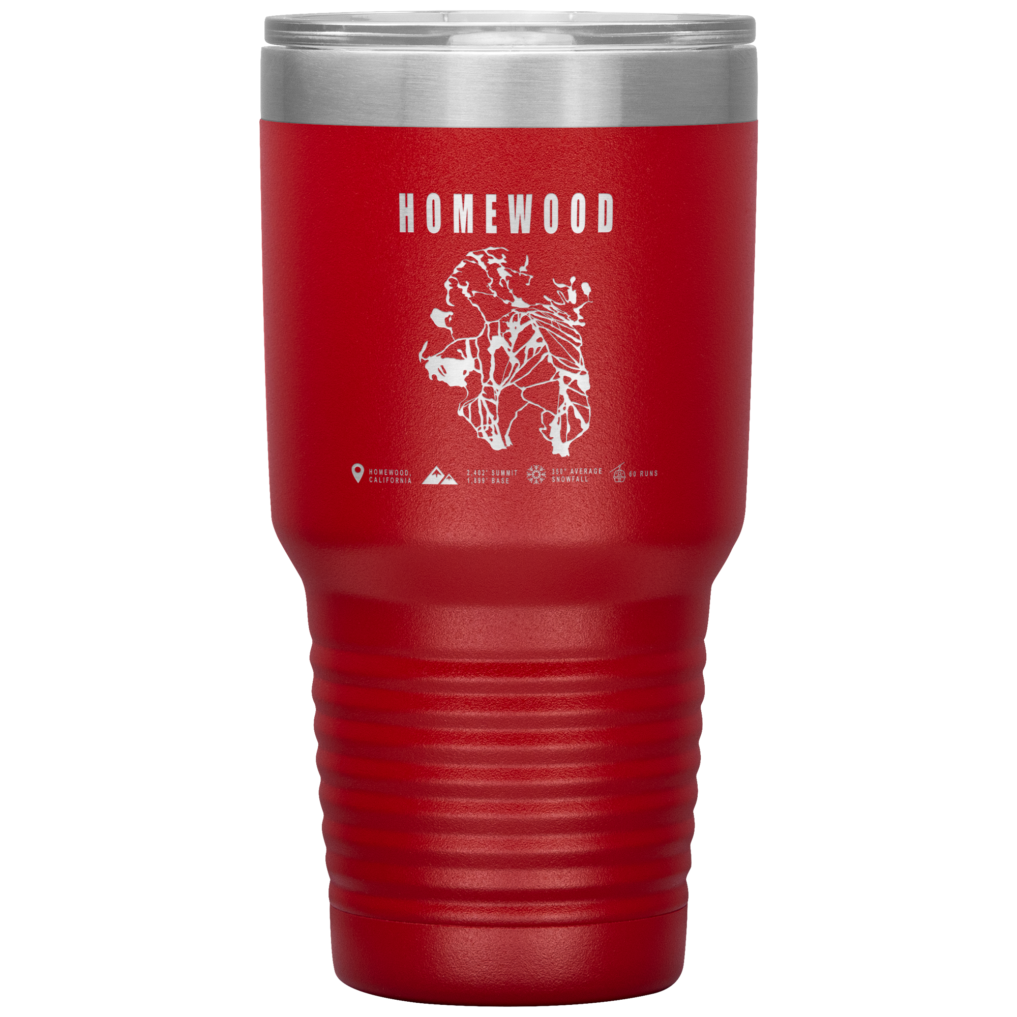 Homewood, California Ski Trail Map 30oz Tumbler - Powderaddicts