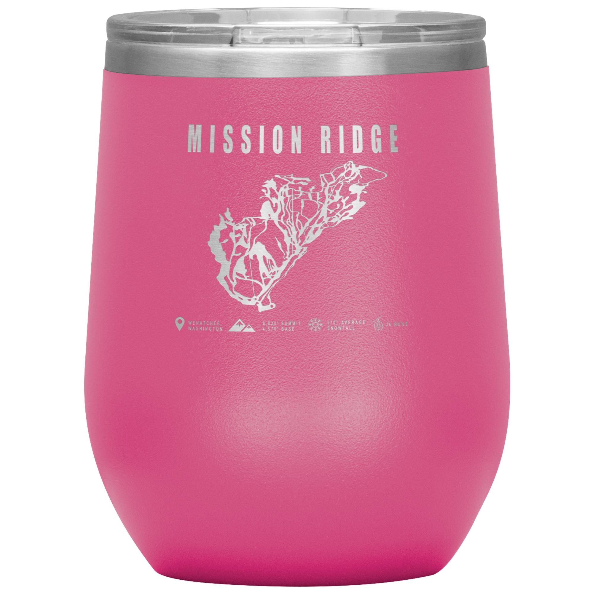 Mission Ridge, Washington Ski Trail Map Wine 12oz Tumbler - Powderaddicts