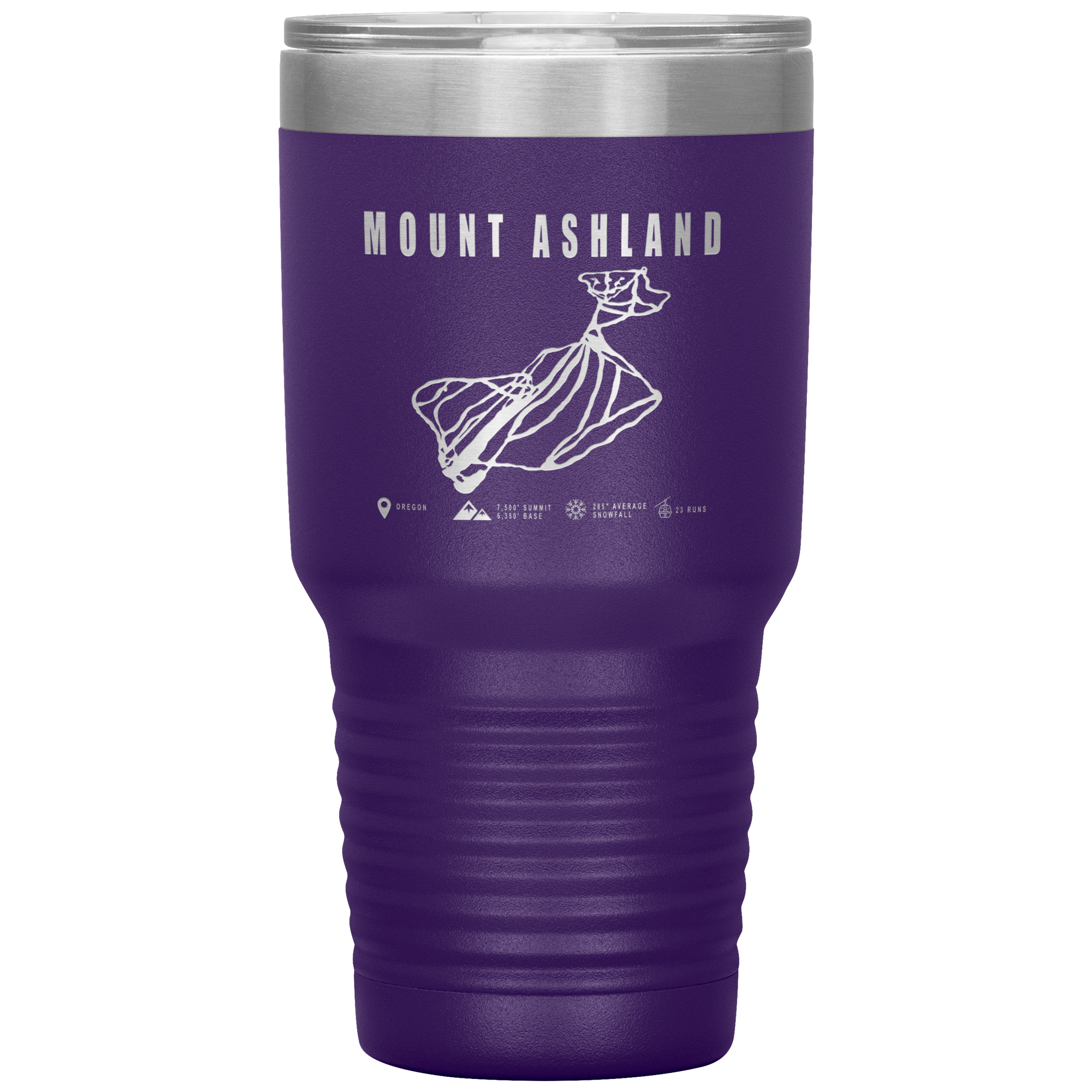 Mount Ashland, Oregon Ski Trail Map 30oz Tumbler - Powderaddicts