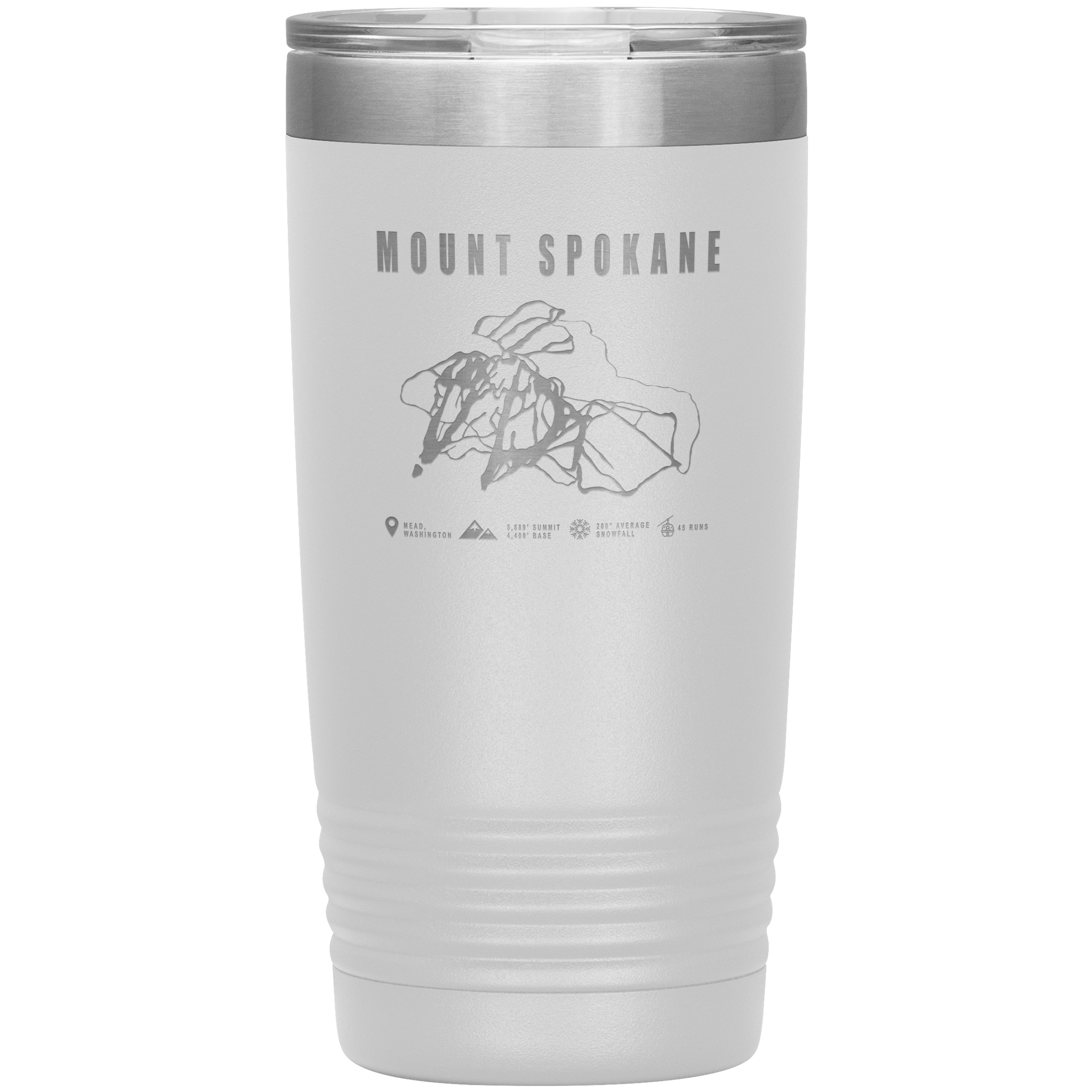 Mount Spokane, Washington Ski Trail Map 20oz Tumbler - Powderaddicts