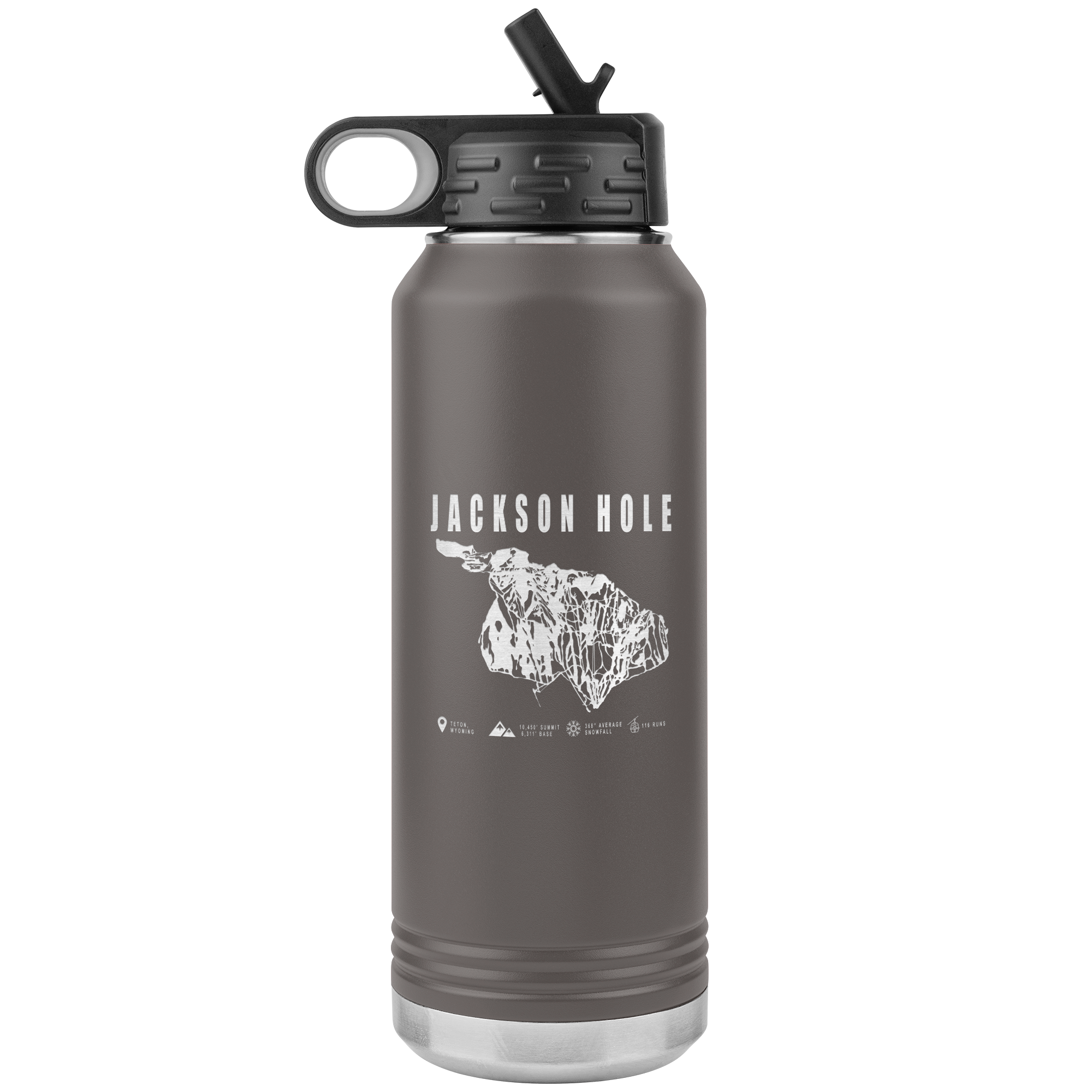 Jackson Hole Wyoming Ski Trail Map 32oz Water Bottle Tumbler - Powderaddicts