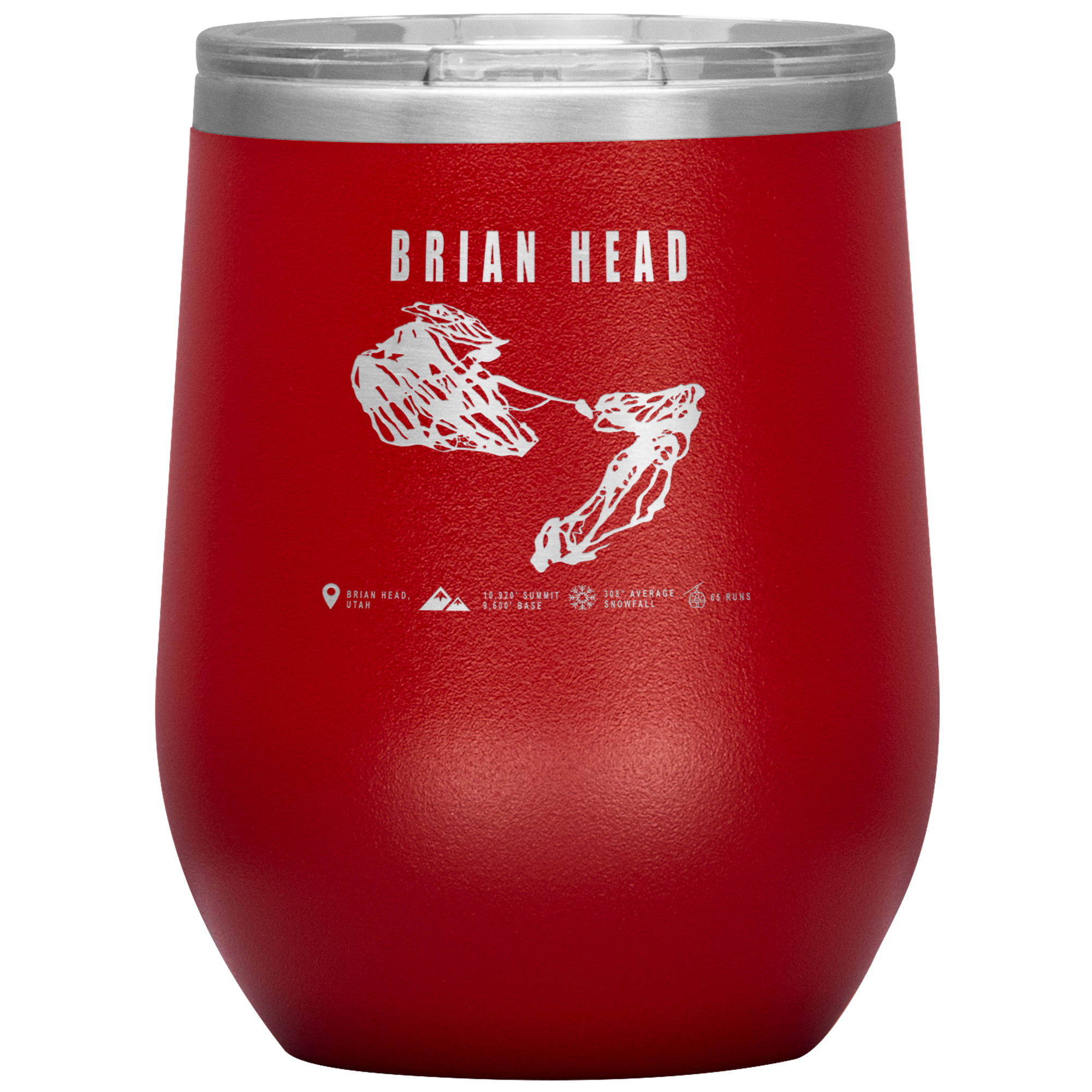 Brian Head,Utah Ski Trail Map Wine 12oz Tumbler - Powderaddicts