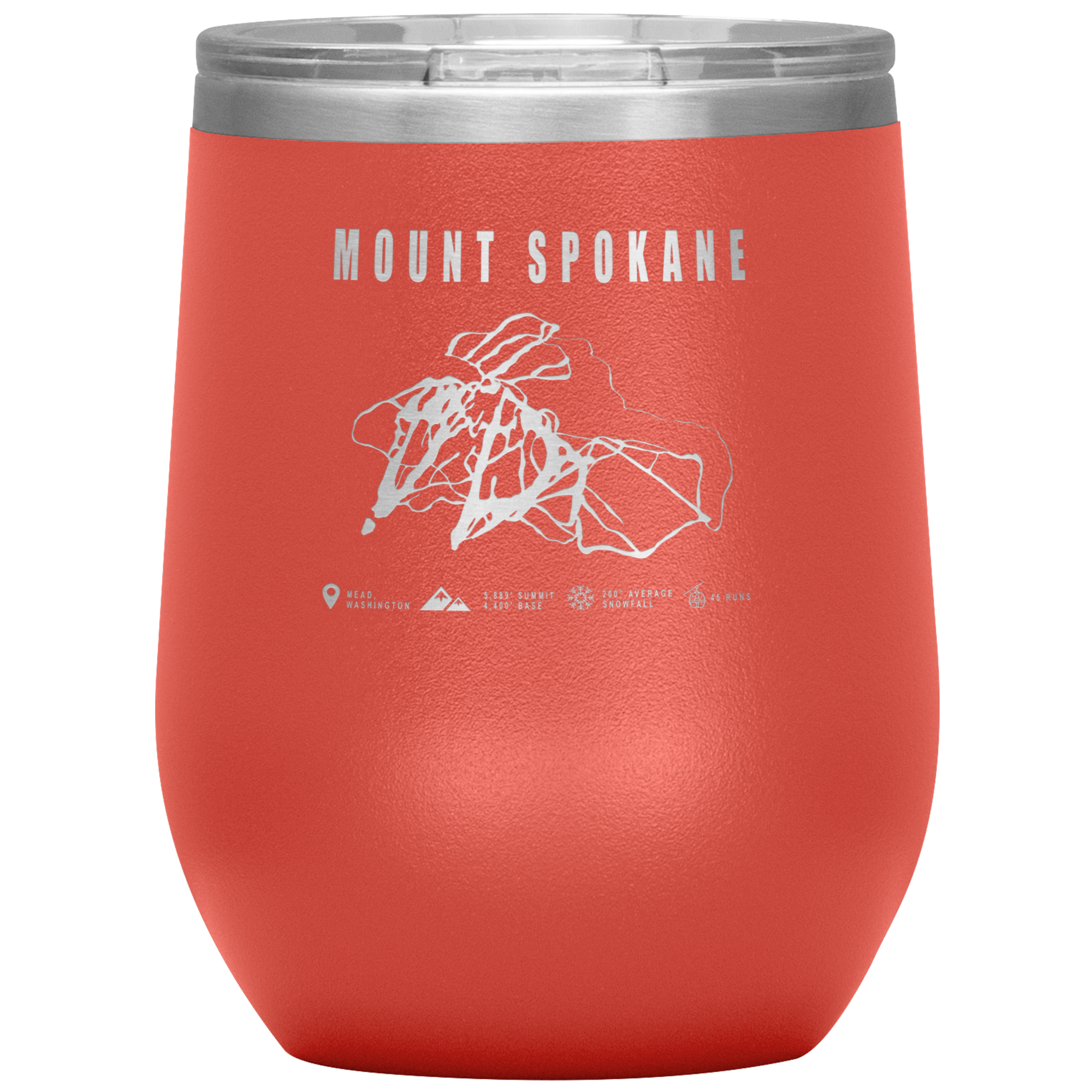 Mount Spokane, Washington Ski Trail Map Wine 12oz Tumbler - Powderaddicts