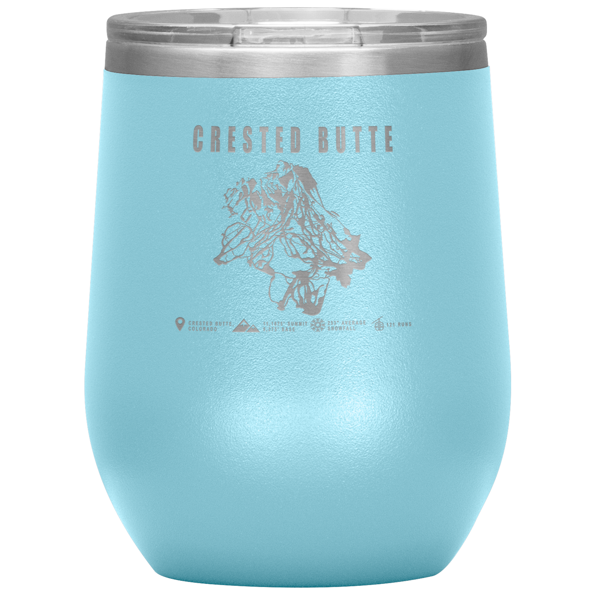 Crested Butte Colorado Ski Trail Map Wine 12oz Tumbler - Powderaddicts