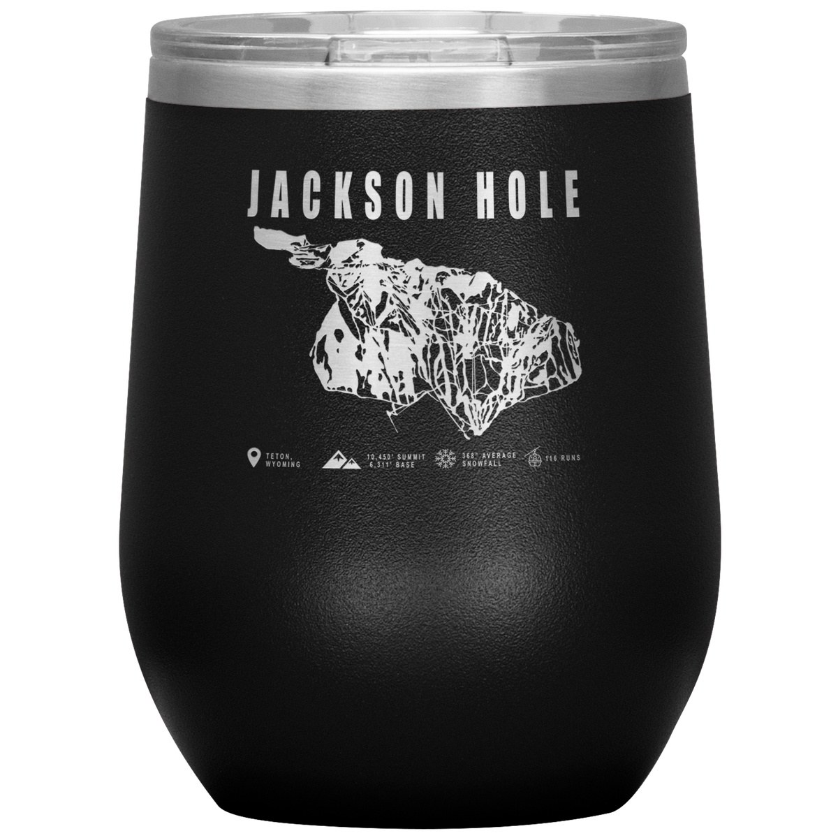 Jackson Hole Wyoming Ski Trail Map Wine 12oz Tumbler - Powderaddicts